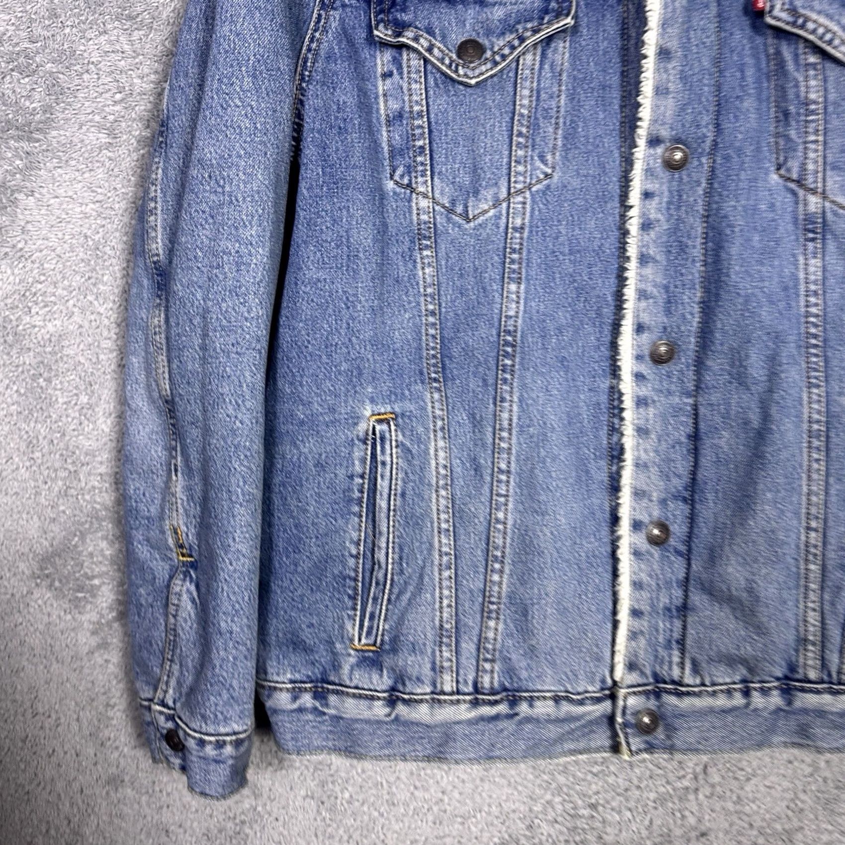 Levi's VINTAGE Levi's Jacket Men XL Denim Trucker Lined Sherpa Bomber Utility 90s Hip Hop USA Mens Size US XL / EU 56 / 4 - 2 Thumbnail