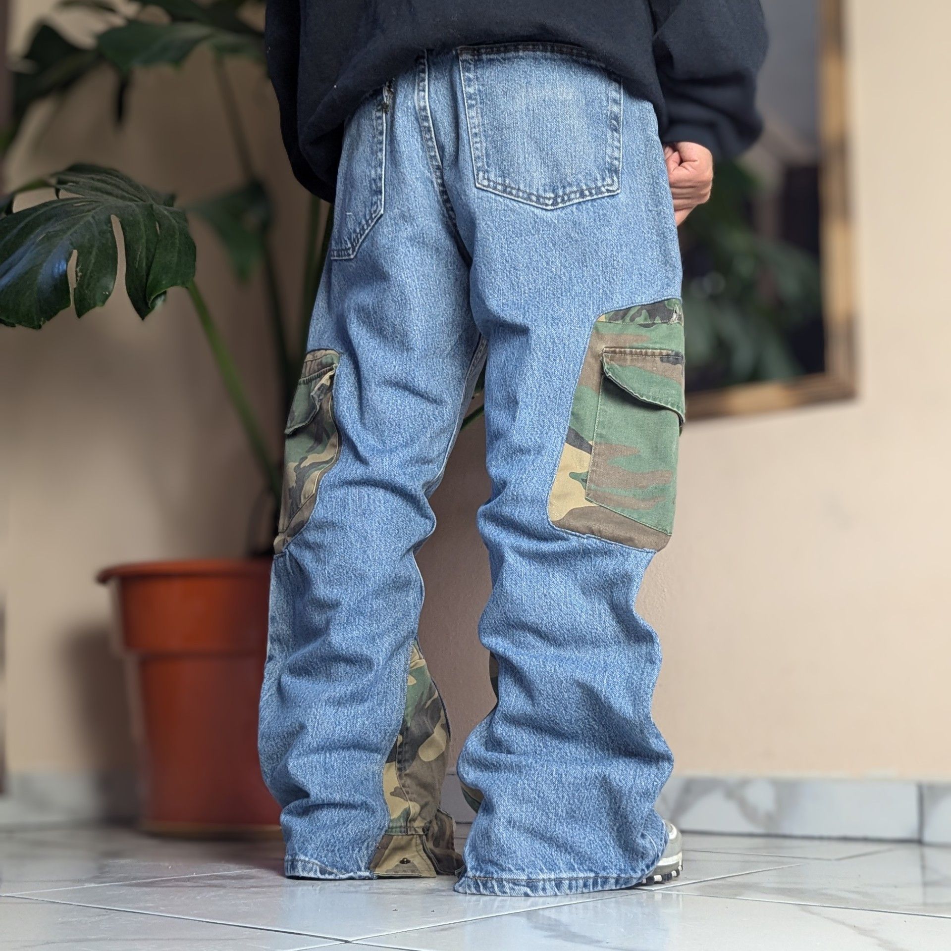 Japanese Brand 1 of 1 Denim Cargo Reworked Jeans Flared Baggy Size US 34 / EU 50 - 1 Thumbnail