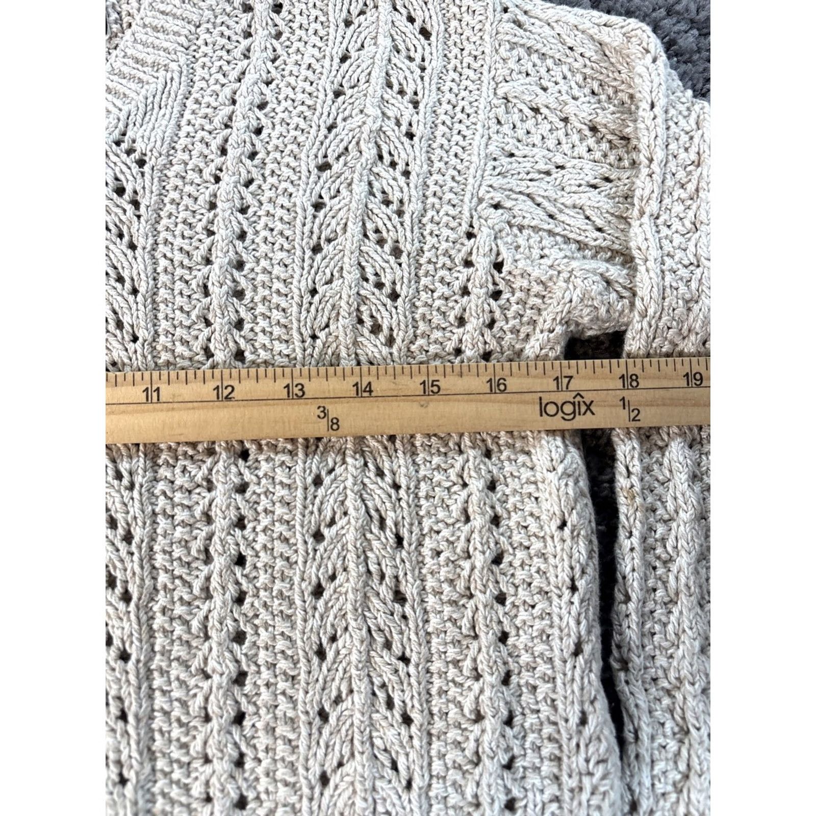 Eddie Bauer VINTAGE Eddie Bauer Cardigan Womens XS Ivory Open-Knit Crochet 90s V-Neck Long Sleeve Cotton Sweater Girls Size XS / US 0-2 / IT 36-38 - 3 Thumbnail