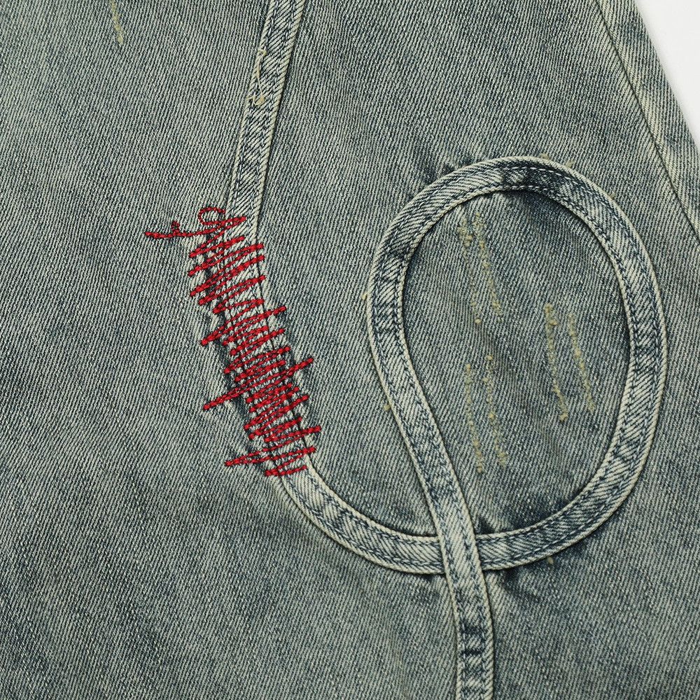 Vintage Men's American loose heavy embroidered flared jeans Size US 32 / EU 48 - 6 Thumbnail