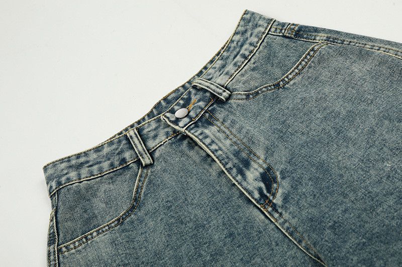 Jean Men's distressed straight star bear embroidery jeans Size US 32 / EU 48 - 3 Thumbnail
