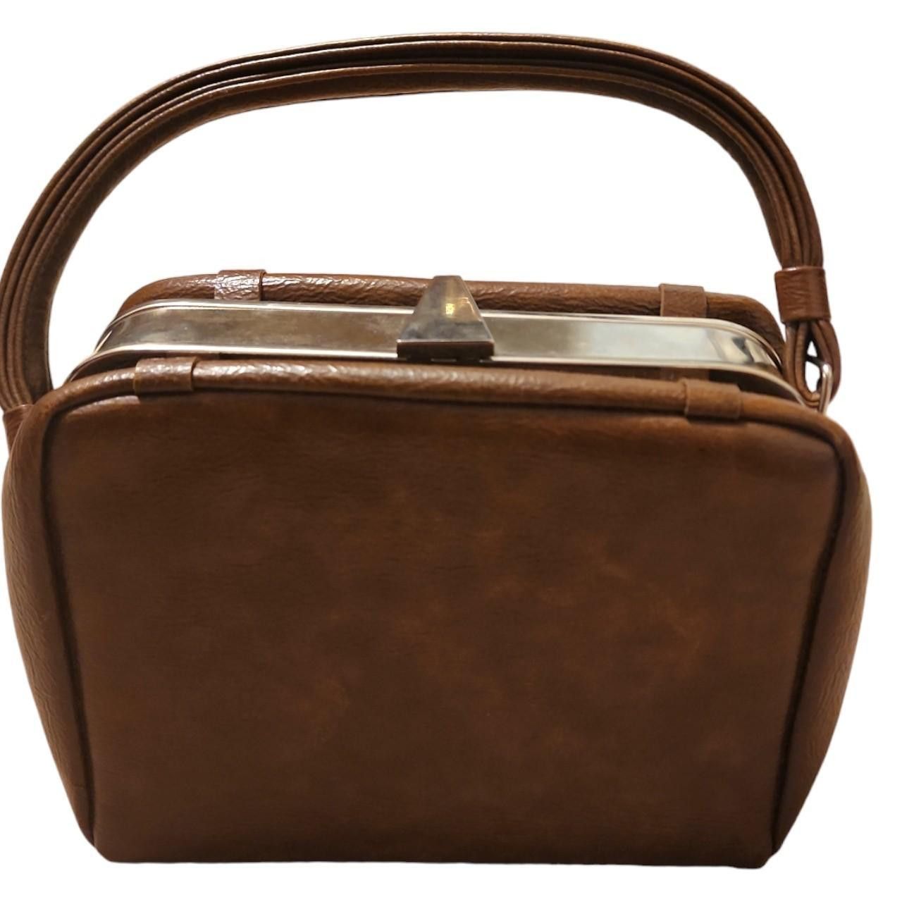 Vintage Vintage Faux Leather Brown Box Handbag Size ONE SIZE - 3 Thumbnail