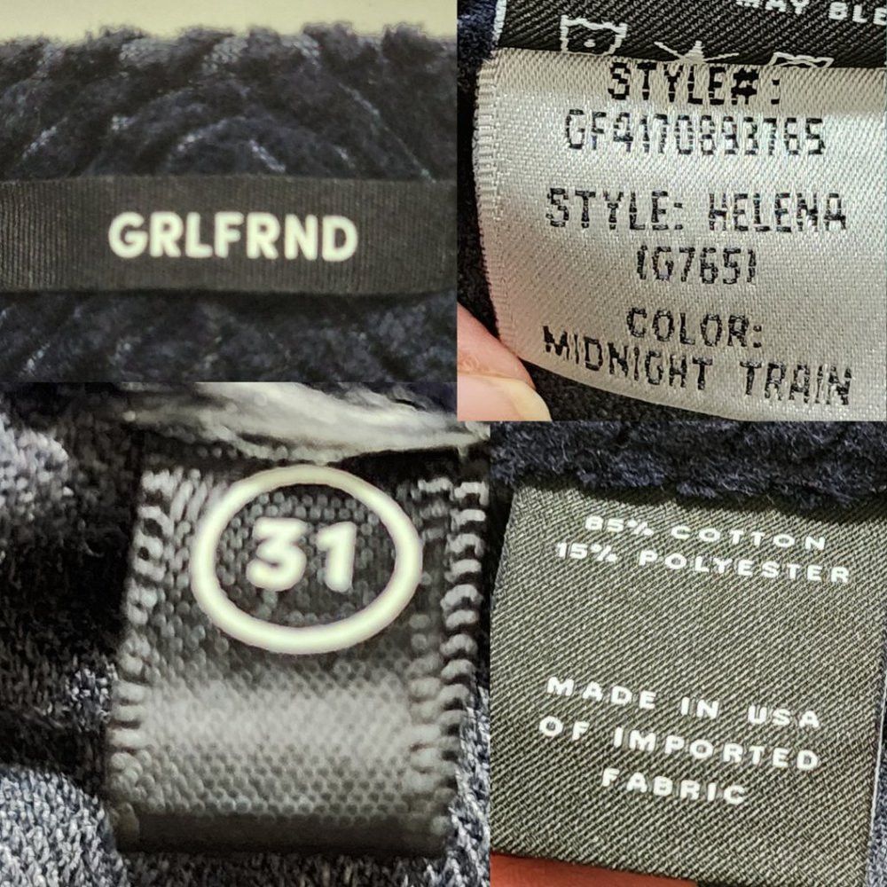 GRLFRND GRLFRND Helena Navy Corduroy High Rise Straight Leg Ankle P Size 31" - 6 Thumbnail