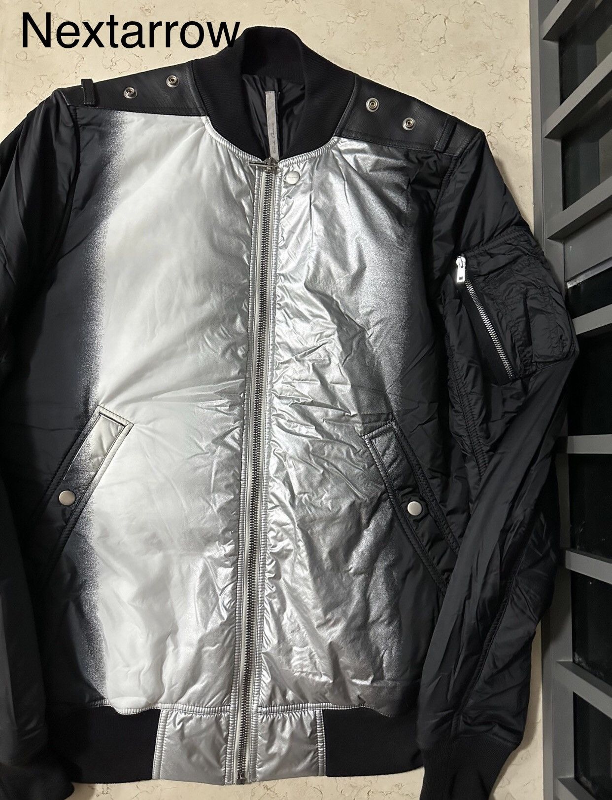 Rick Owens Rick Owen RO Black Silver Down Collar Zipper Jacket Size US L / EU 52-54 / 3 - 3 Thumbnail