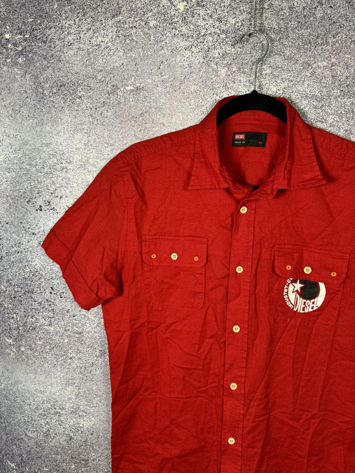 Diesel × Vintage Vintage Diesel Linen Shirt Sleeve Red Shirt y2k Small Size US S / EU 44-46 / 1 - 3 Thumbnail