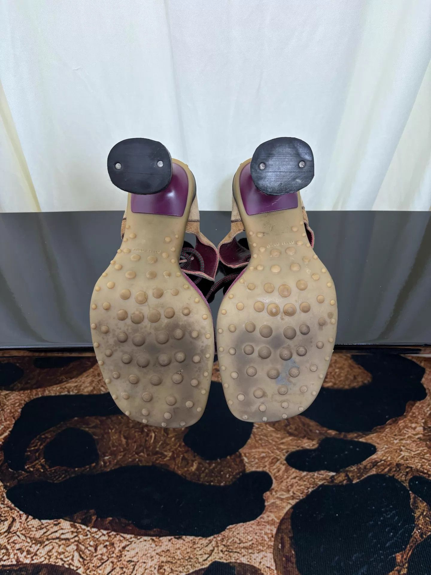 Miu Miu MIU MIU FW1999 Vintage Suede Square Toe Strap Sandal 38 Size US 7.5 / IT 37.5 - 3 Thumbnail