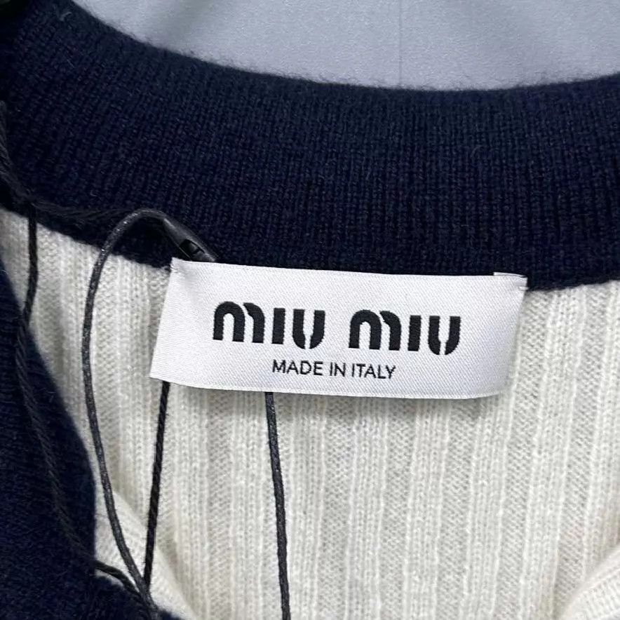 Miu Miu MIUMIU FW24 Ribbed Embroidered Logo Cashmere Short Sleeve 42 Size M / US 6-8 / IT 42-44 - 5 Thumbnail
