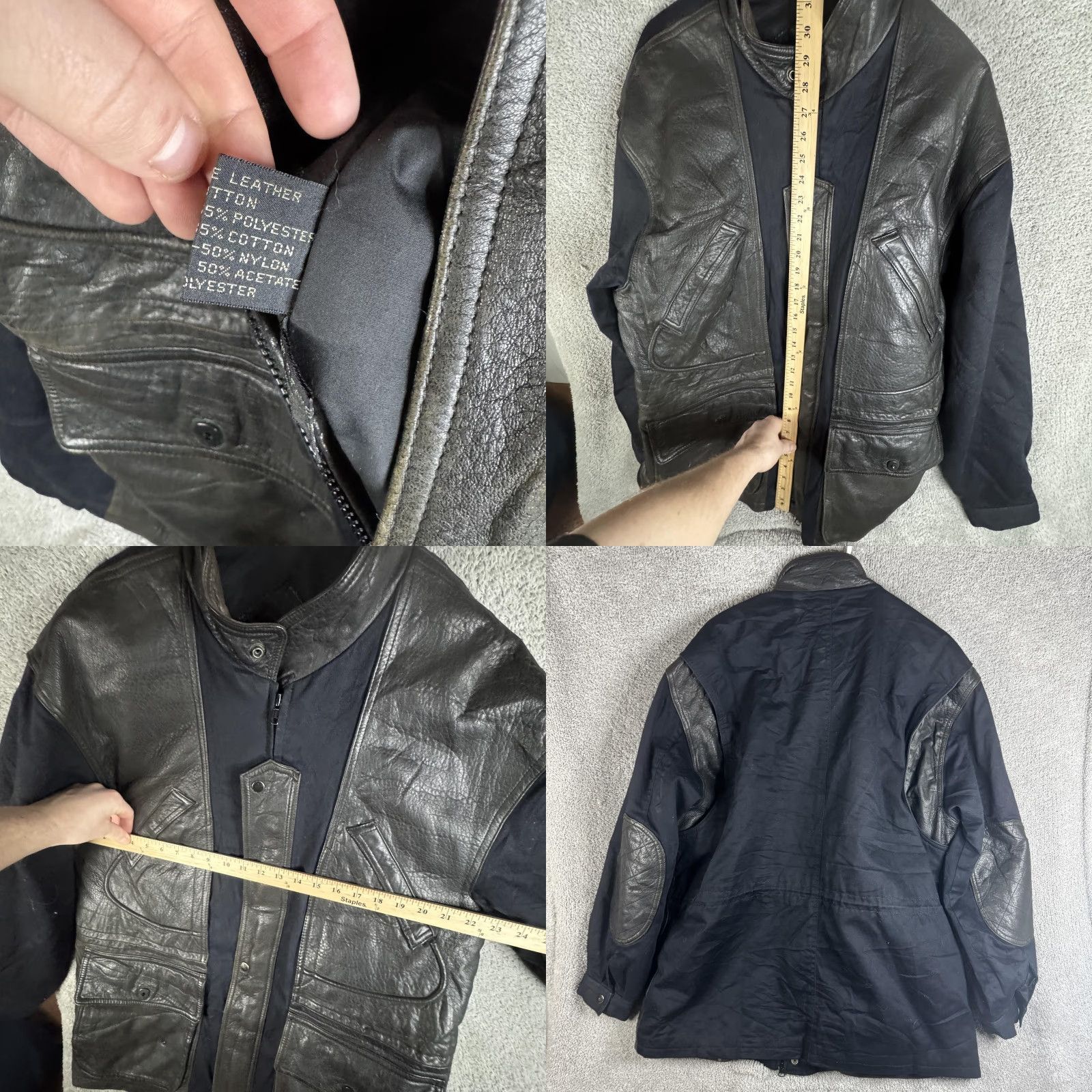 Vintage Vintage Lakeland Coat Mens 42 Black Leather Canvas Insulated Outdoor Pockets Size US XS / EU 42 / 0 - 9 Thumbnail