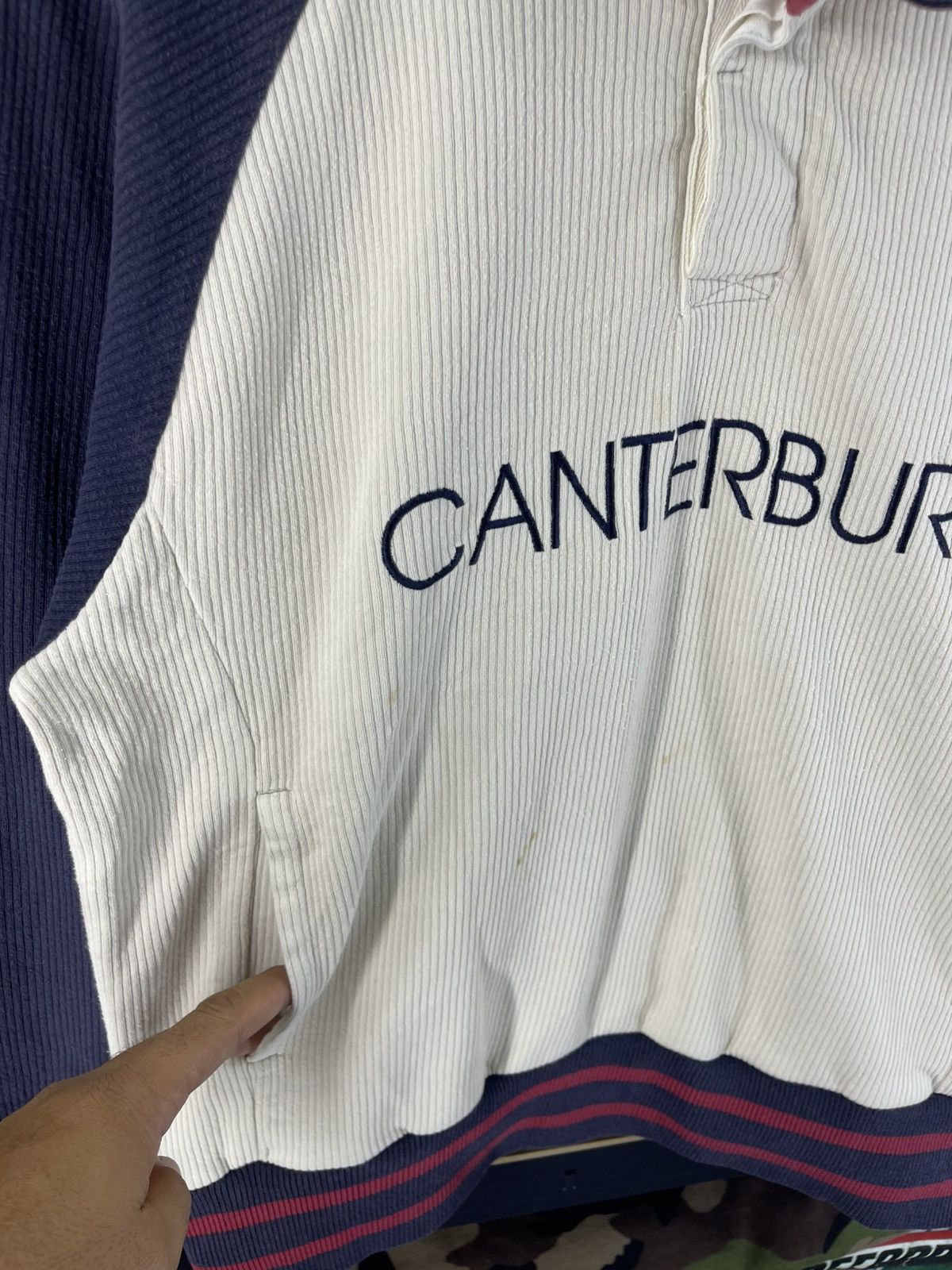 Canterbury of New Zealand Vintage 90's Canterbury Rugby Corduroy Red Trim Sweatshirt Size US M / EU 48-50 / 2 - 9 Thumbnail