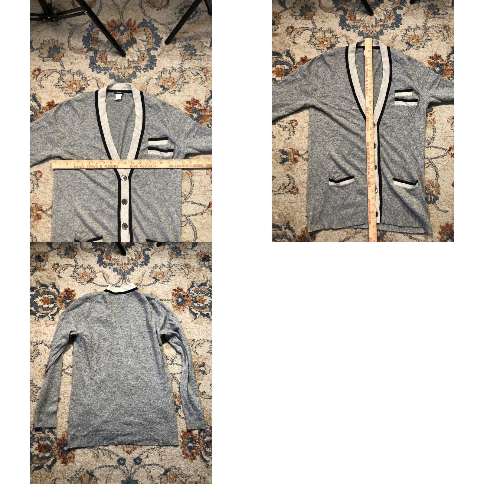 J.Crew VINTAGE J.CREW Cardigan Sweater Womens M Gray Wool Blend Long Button Pocket Cashmere Size M / US 6-8 / IT 42-44 - 8 Thumbnail