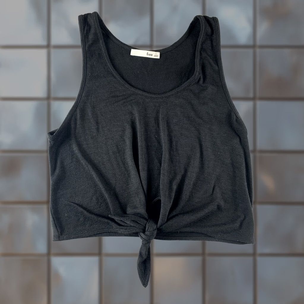 Vintage Wilfred Free Tank Top Womens Large Bottom Tie Black Rayon Poly Spandex Size L / US 10 / IT 46 - 1 Thumbnail
