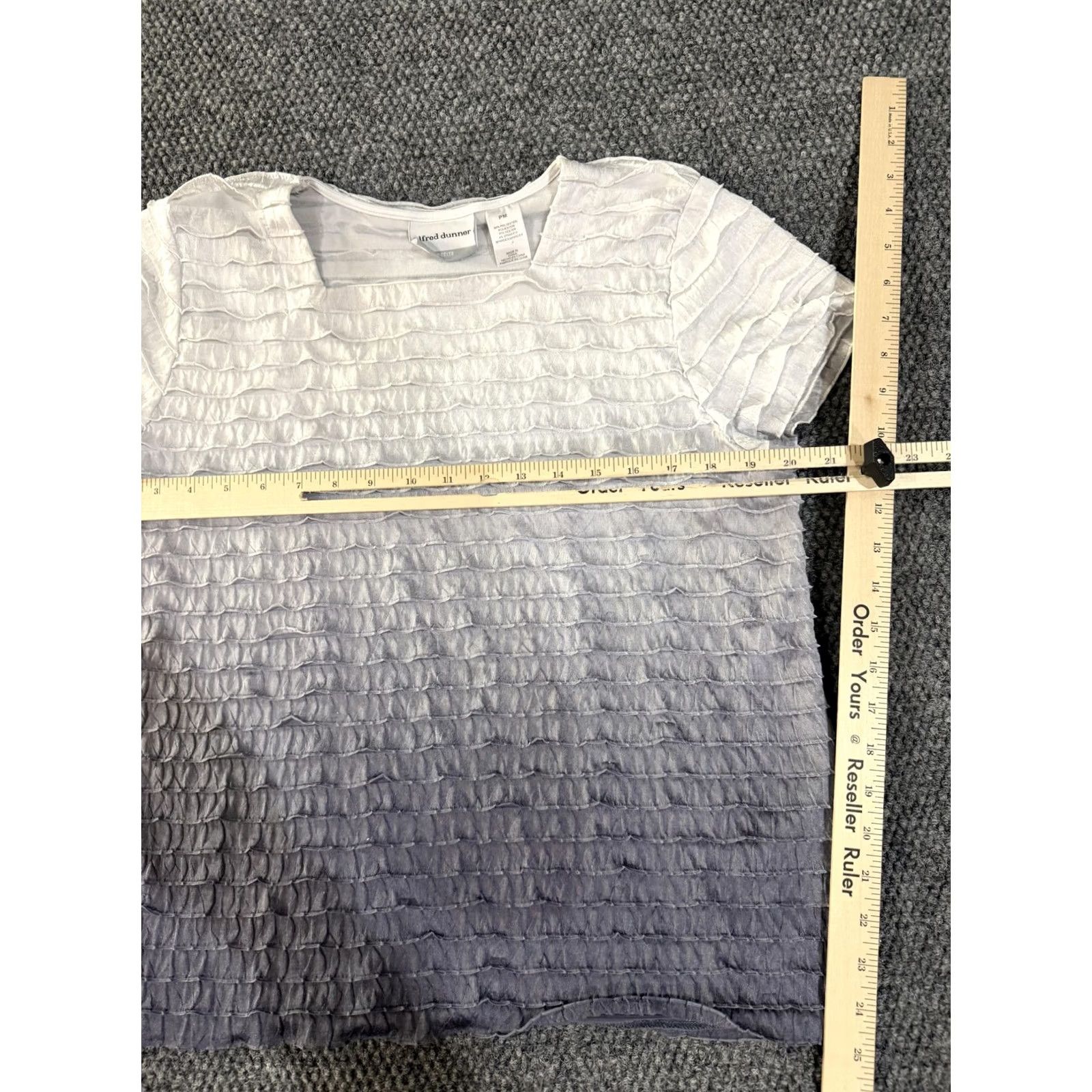 Vintage Alfred Dunner Shirt Womens PM Purple Ombre Textured Knit Short Sleeve Top Size M / US 6-8 / IT 42-44 - 5 Thumbnail