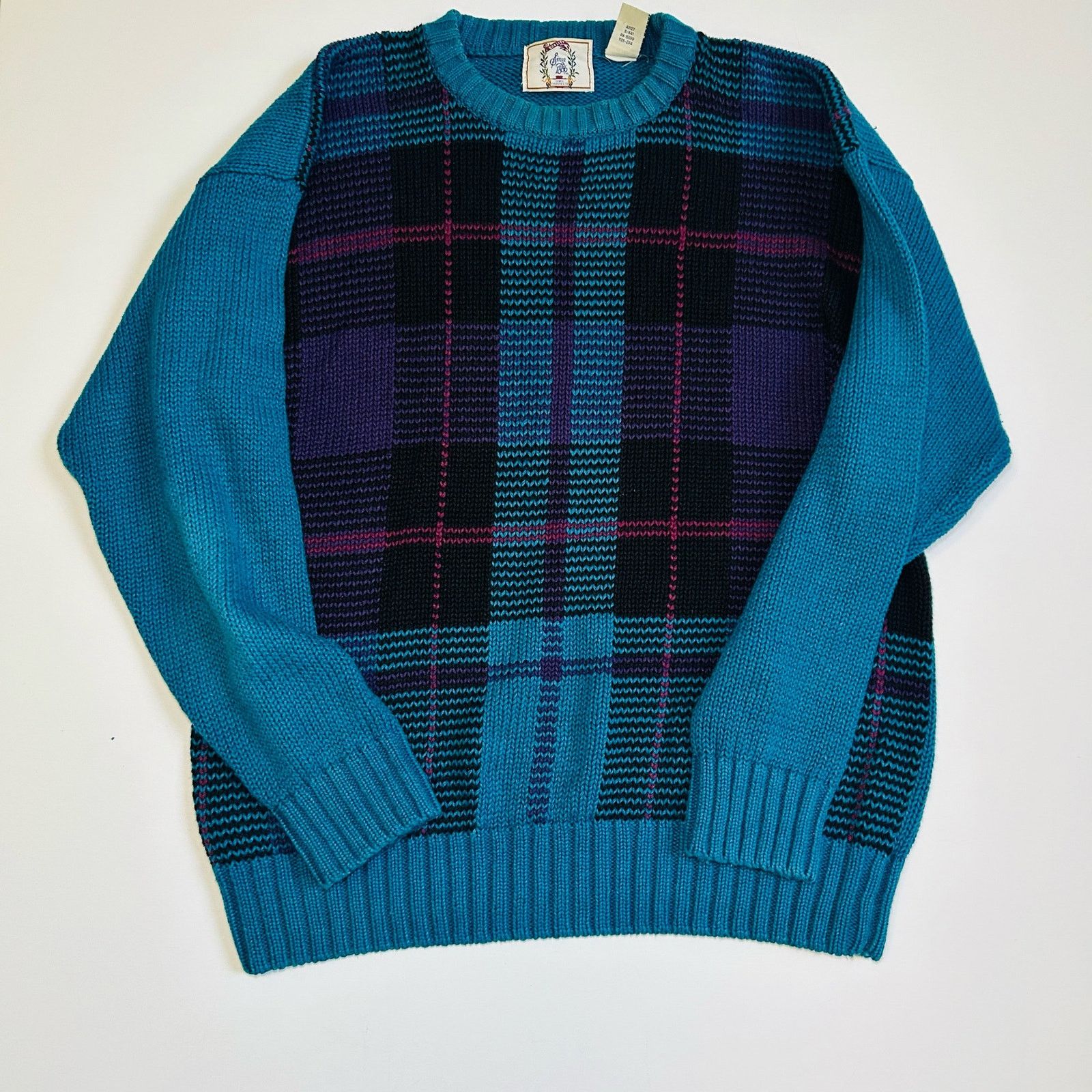 Vintage Vintage Grandpa Sweater Chunky Knit Plaid Crewneck Oversized Size L / US 10 / IT 46 - 5 Thumbnail