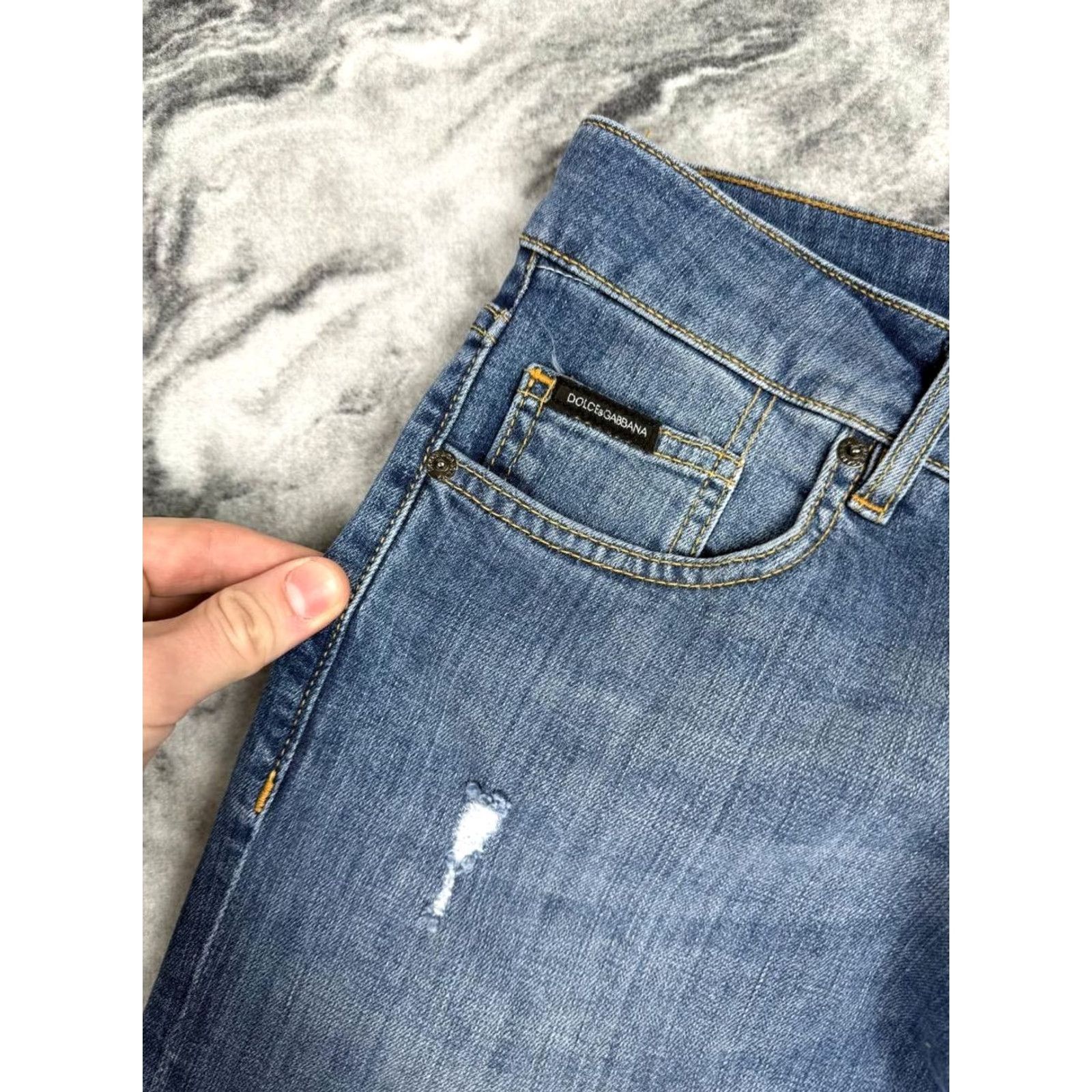 Dolce & Gabbana Dolce&Gabbana Jeans Slim Men 48 Blue Denim Logo 5-Pocket Zip Inseam 33 Leather? (Note: adjust) Size US 32 / EU 48 - 7 Thumbnail