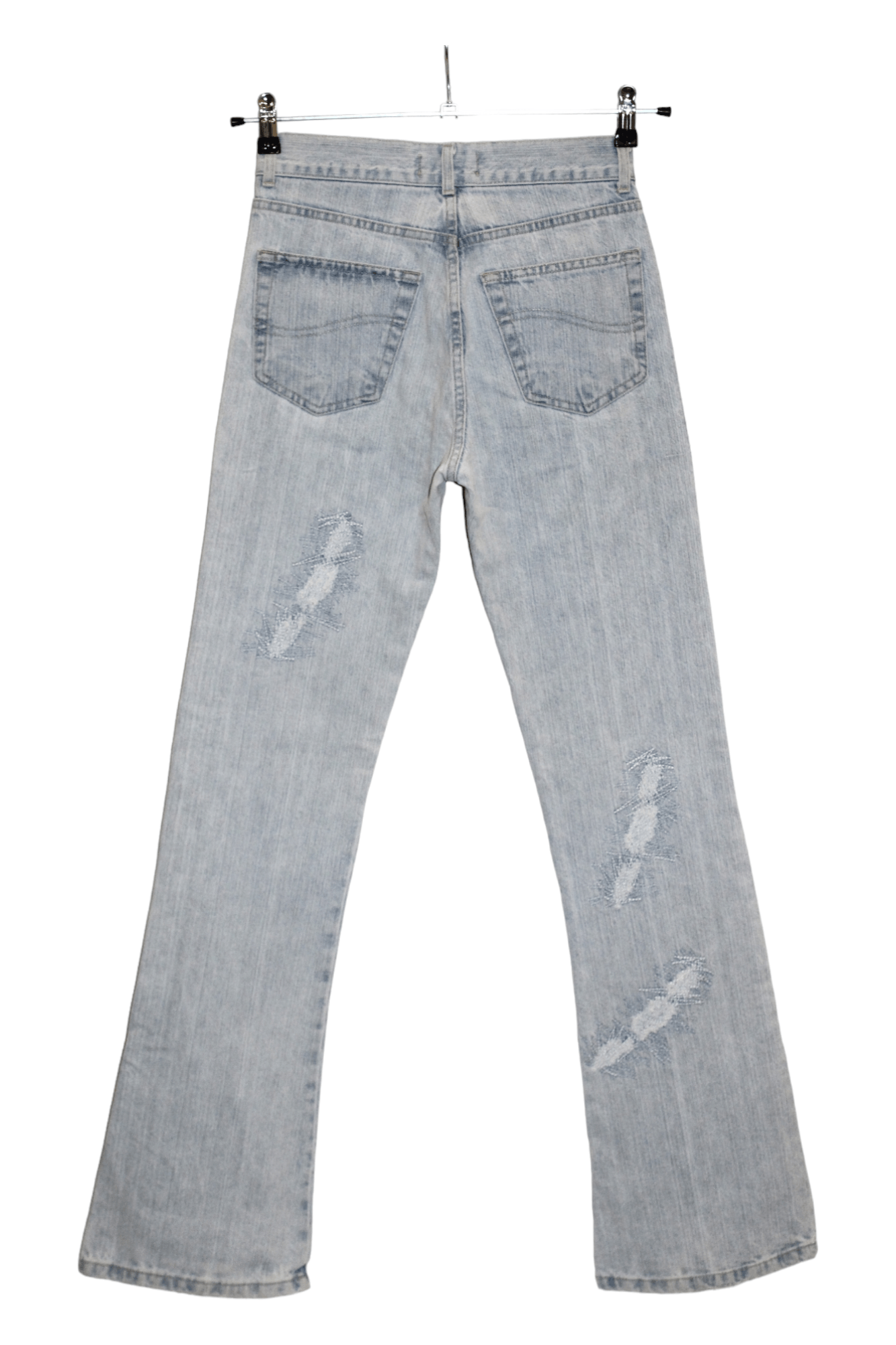 Emmanuelle Khanh 80's Emmanuel Schivili Faded Stitched Blue Straight Jeans Size US 27 - 3 Thumbnail