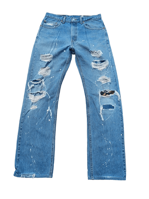 Vintage Levi's 505 Crash Repair Distressed Painted Denim Jeans