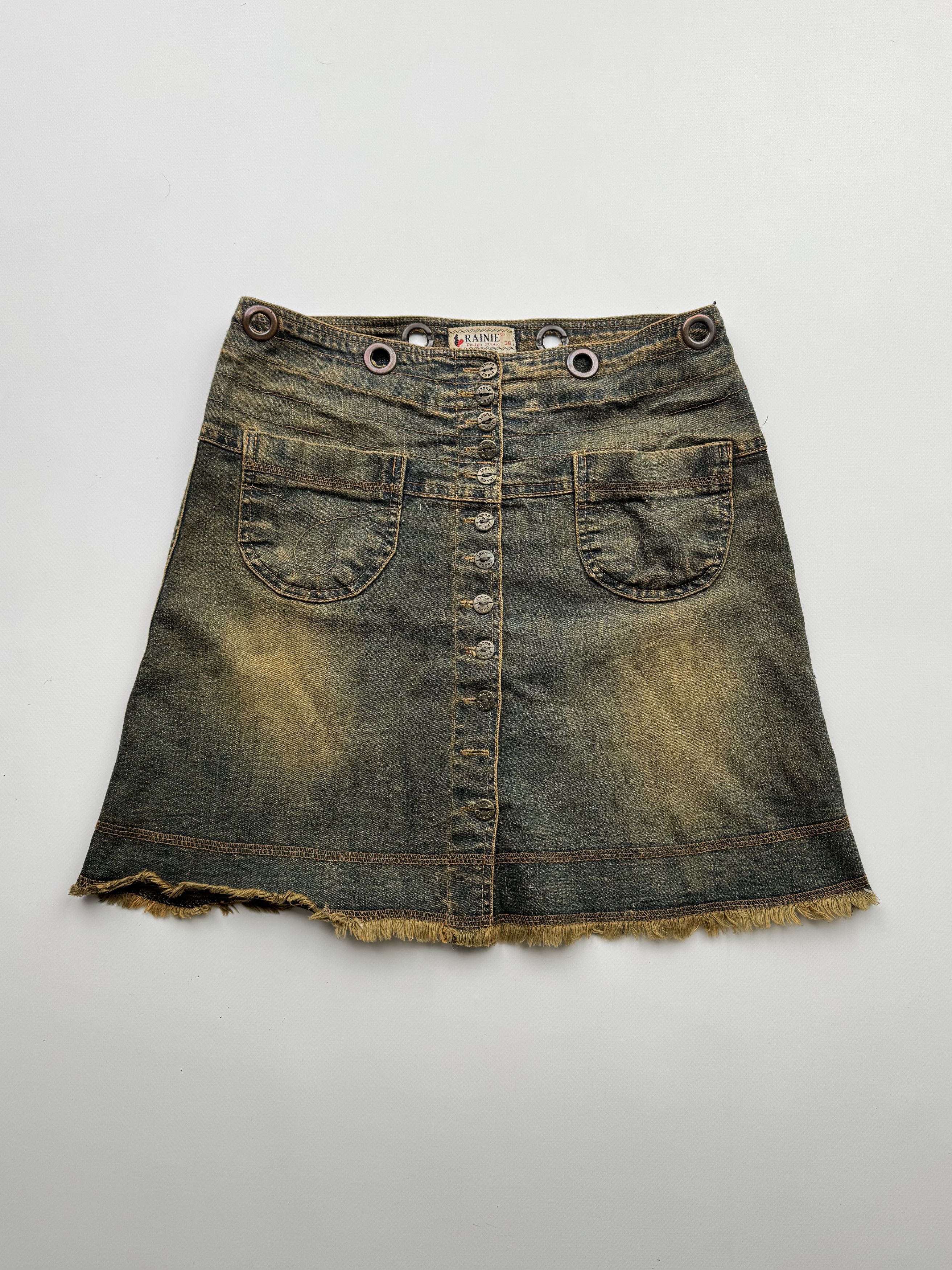 Vintage Vintage Faded Mini Skirt B163(V207)E2 Size 26" / US 2 / IT 38 - 1 Thumbnail