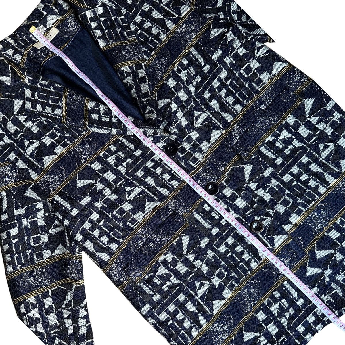 Other Sessùn Geometric Jacquard Oversized Blazer Jacket Navy XS Size XS / US 0-2 / IT 36-38 - 10 Thumbnail