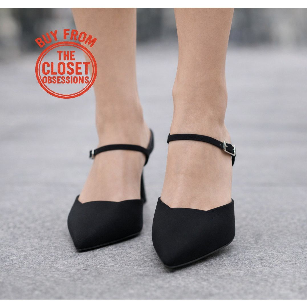 Zara ZARA Minimalist Black Slingback Mule Heels Pointed Toe NWT Size US 8 / IT 38 - 4 Thumbnail