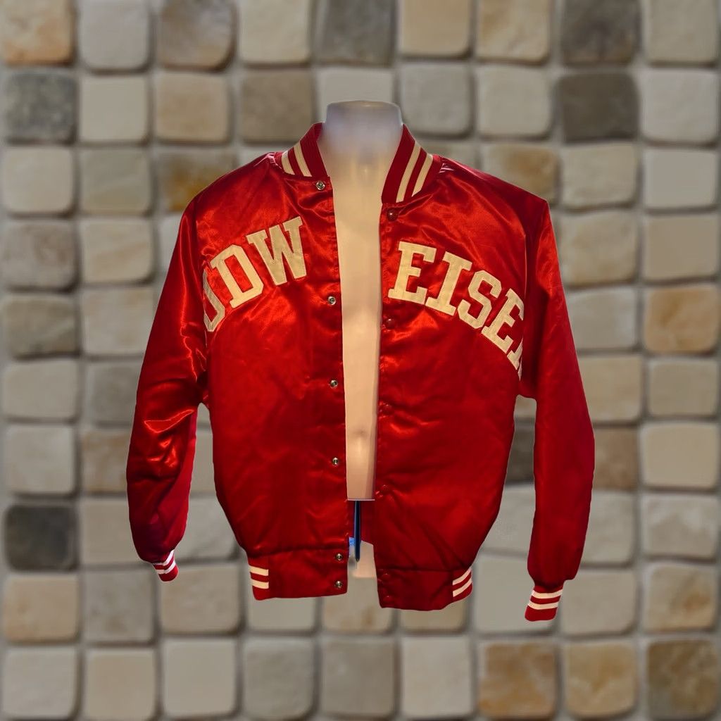 Budweiser Vintage Budweiser Nylon Satin Quilted Jacket - XL Men's Bomber Jacket - USA Made - 80s Vintage Style - Red - 54" Chest - 27" Pit to Pit Size US XL / EU 56 / 4 - 1 Thumbnail
