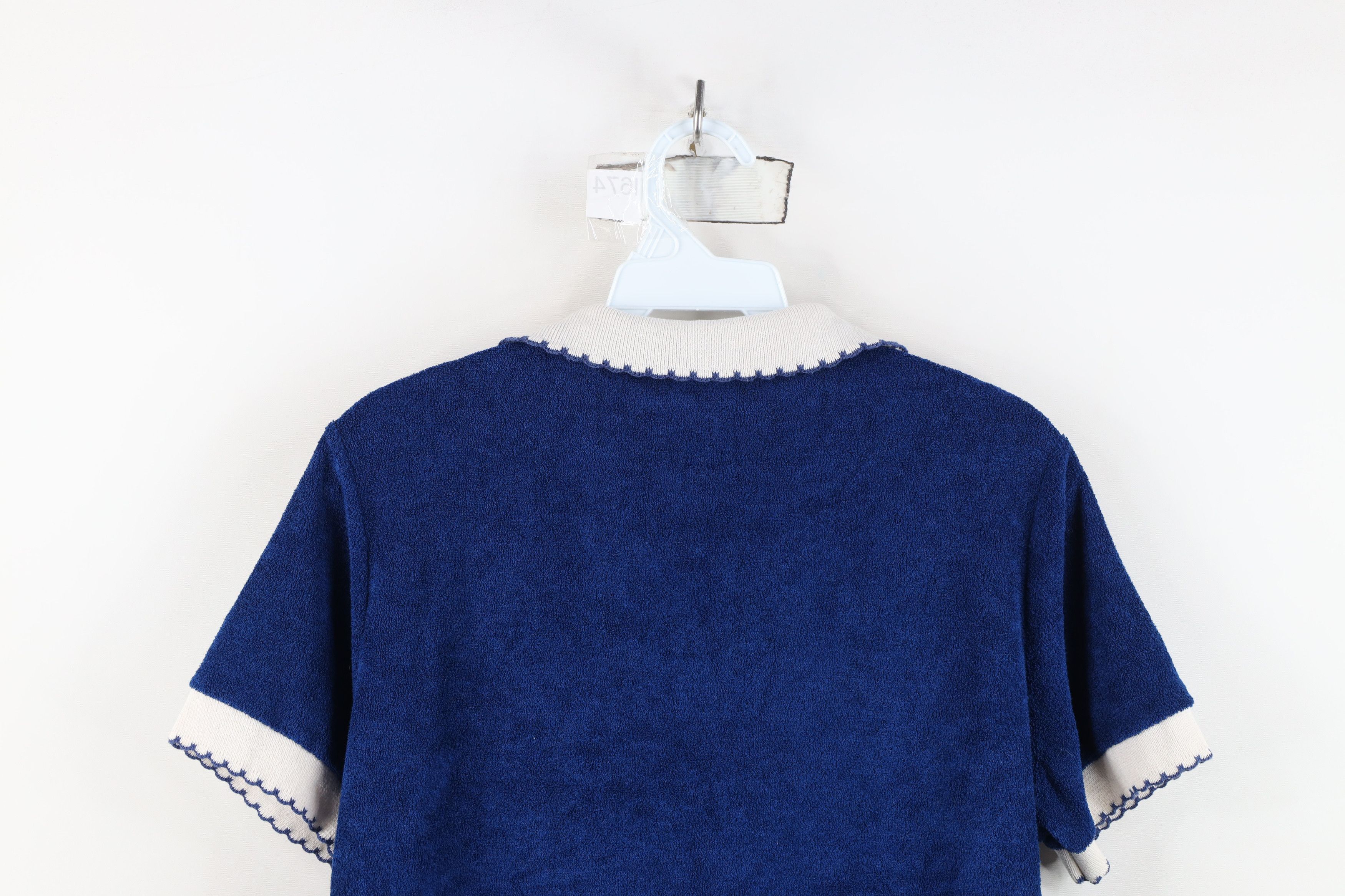 Vintage Vintage 70s Streetwear Blank Terry Cloth Polo Shirt Blue USA Size L / US 10 / IT 46 - 10 Thumbnail