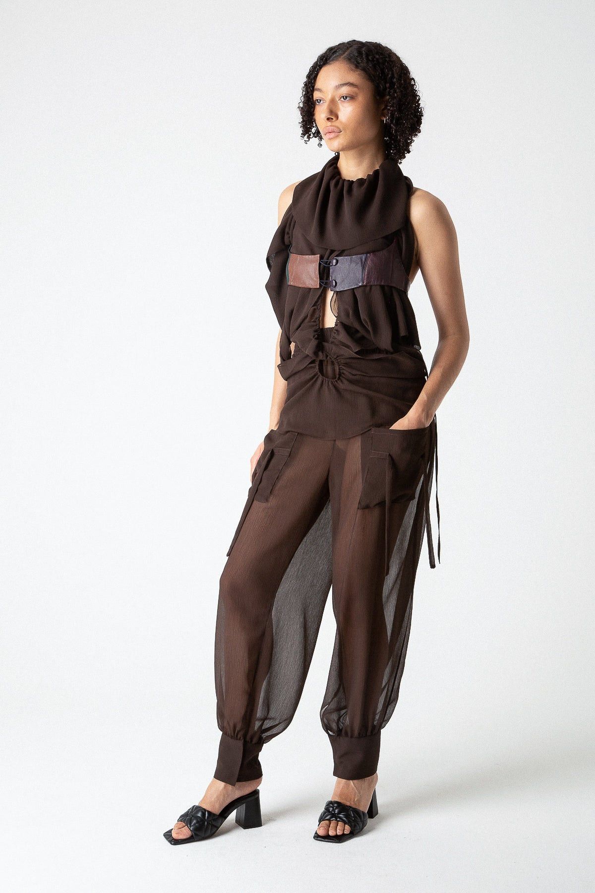 Other $600 NWT SUPRIYA LELE SHEER DRAWSTRING TROUSERS Size 27" / US 4 / IT 40 - 3 Thumbnail