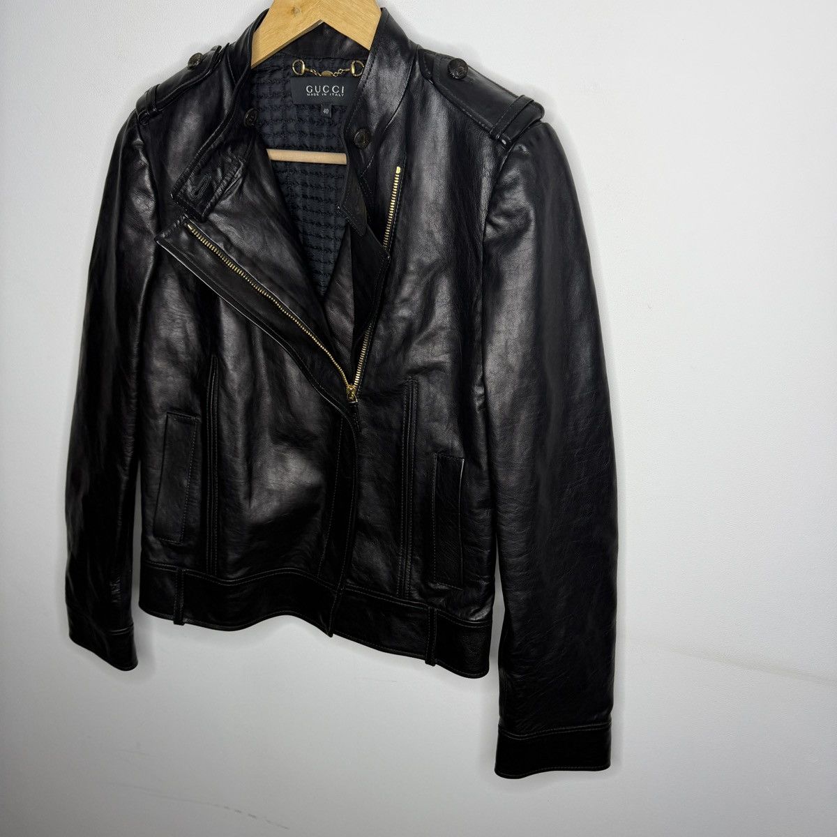 Gucci Gucci Black Leather Jacket Biker by Tom Ford Y2K Size S / US 4 / IT 40 - 2 Thumbnail