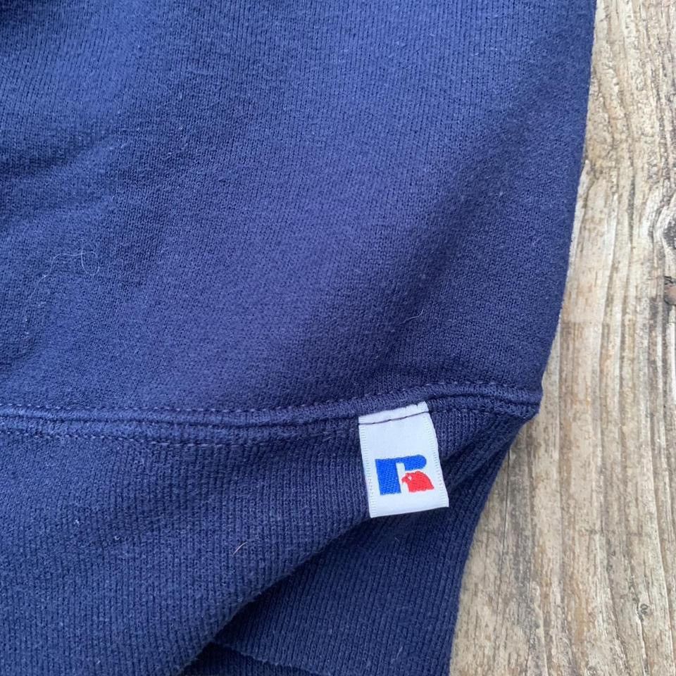 Russell Athletic × Vintage Vintage 80's Navy Blue Russel Athletic Sweatshirt Size US L / EU 52-54 / 3 - 3 Thumbnail