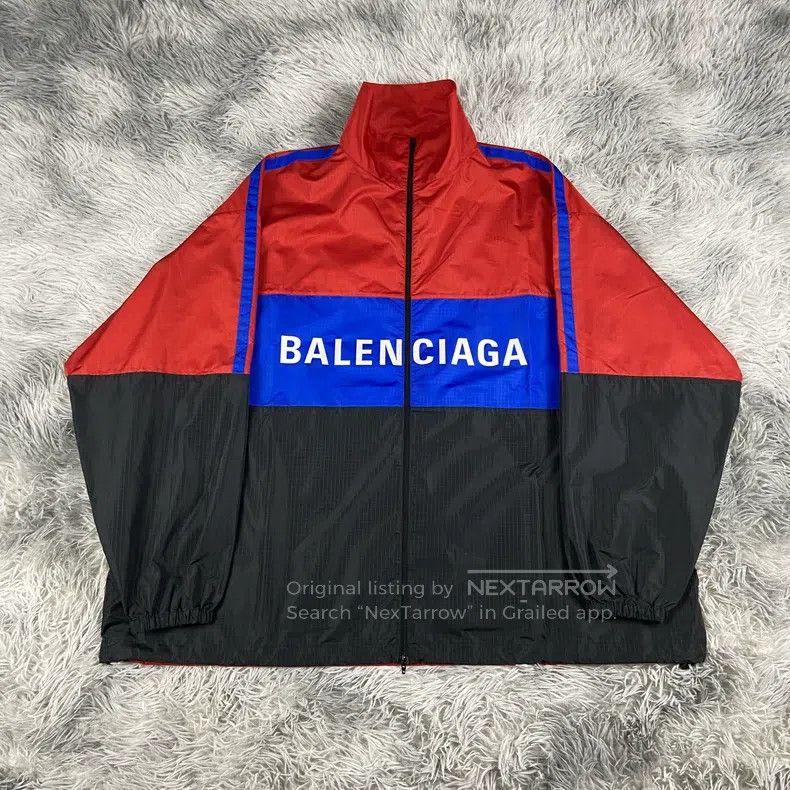 Balenciaga Balenciaga Red-blue color block letter logo windbreaker Size US S / EU 44-46 / 1 - 1 Thumbnail