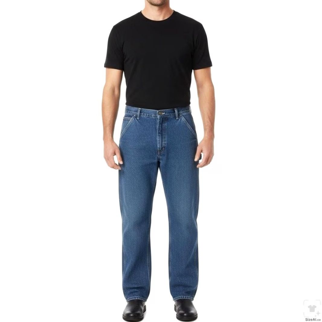Carhartt Carhartt Jeans Mens 38x32 Blue Medium Wash Relaxed Straight 813-DPS Zip Fly Five-Pocket Denim Cotton Relaxed Regular Mens Size US 38 / EU 54 - 4 Thumbnail