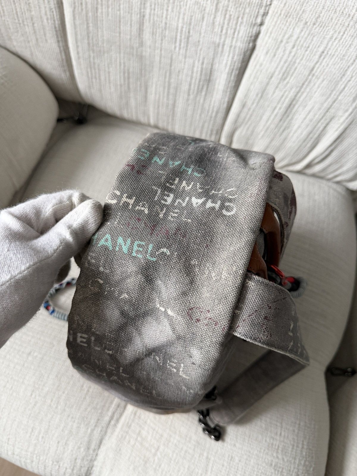 Chanel SS14 Artclass Light Grey Canvas Graffiti Backpack FULL SET Size ONE SIZE - 18 Thumbnail