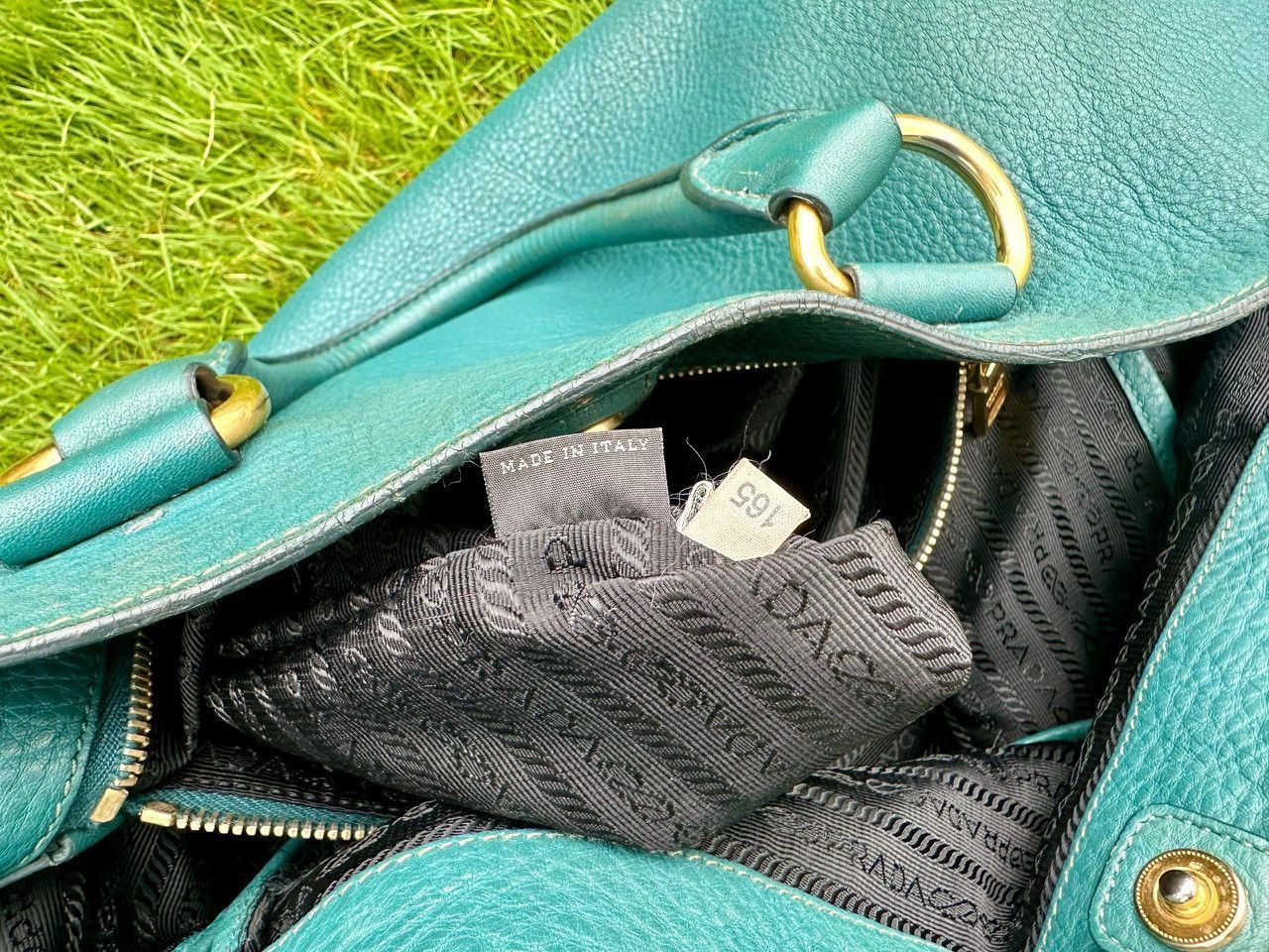 Prada Authentic Prada Vitello Daino Turchese Shopping Tote Bag Size ONE SIZE - 10 Thumbnail