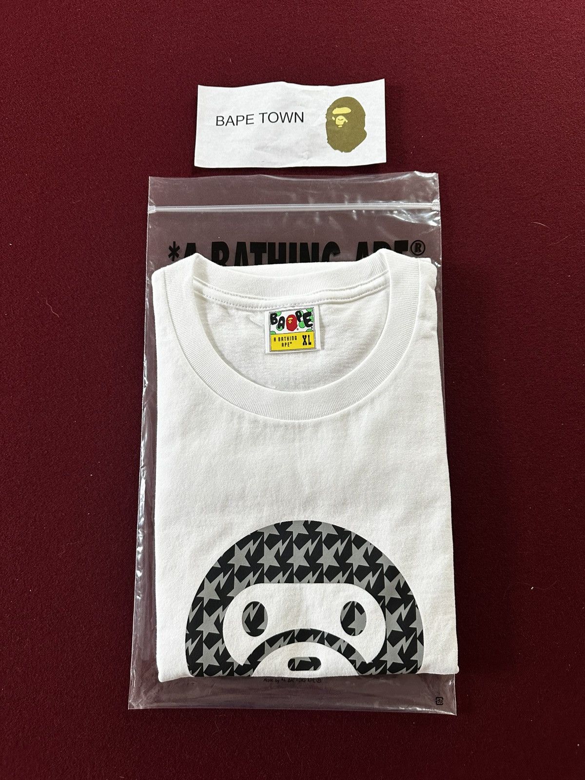 Bape STA HOUNDSTOOTH BABY MILO TEE (WHITE/BLACK) Size US XL / EU 56 / 4 - 1 Thumbnail