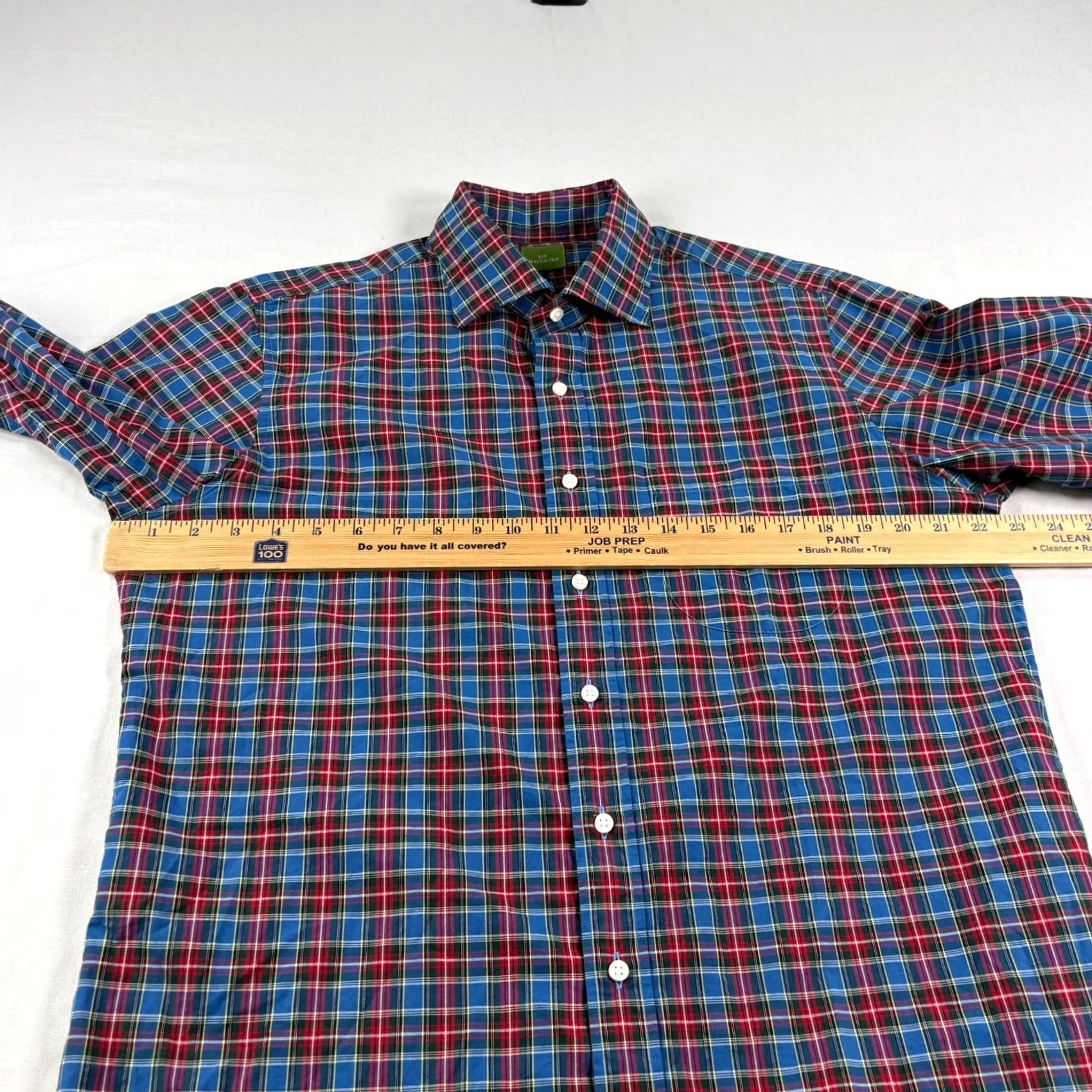 Sid Mashburn Sid Mashburn Shirt Men M Blue Red Plaid Button-Up Long Sleeve Casual Formal Size 40R - 4 Thumbnail