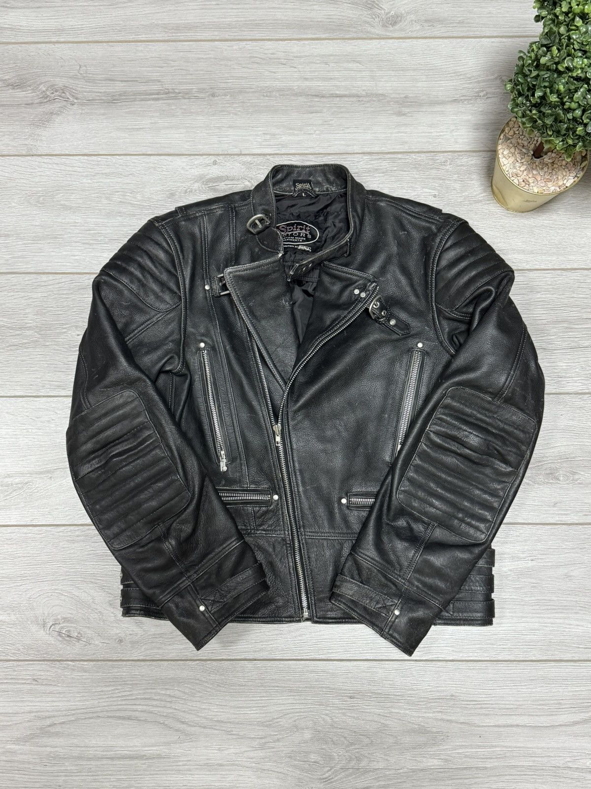Vintage Polo x Spirit Motors🐉 dragon big logo leather jacket moto Size US L / EU 52-54 / 3 - 3 Thumbnail