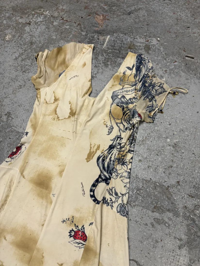 Roberto Cavalli SS2003 Roberto Cavalli Beige Silk Tattoo Dress Size M / US 6-8 / IT 42-44 - 4 Thumbnail