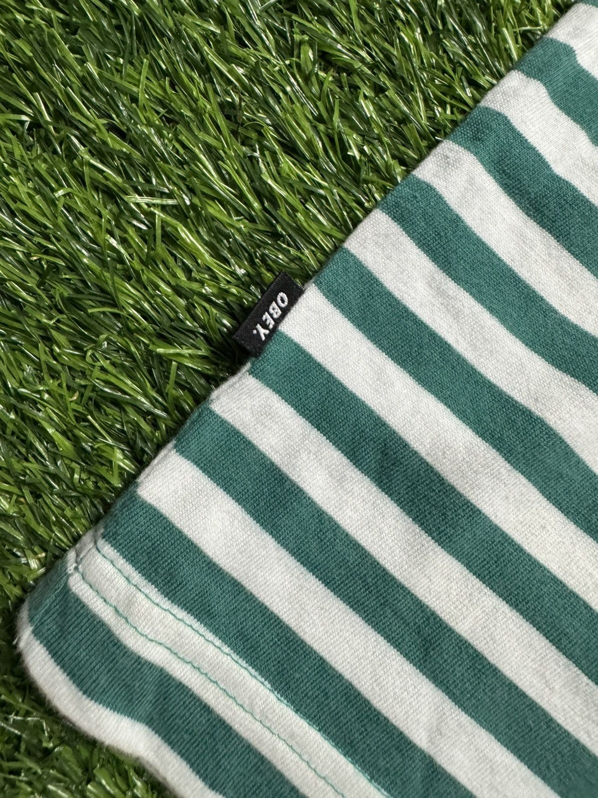 Japanese Brand × Obey assorted tshirt - obey green stripe tshirt Size US XXL / EU 58 / 5 - 6 Thumbnail