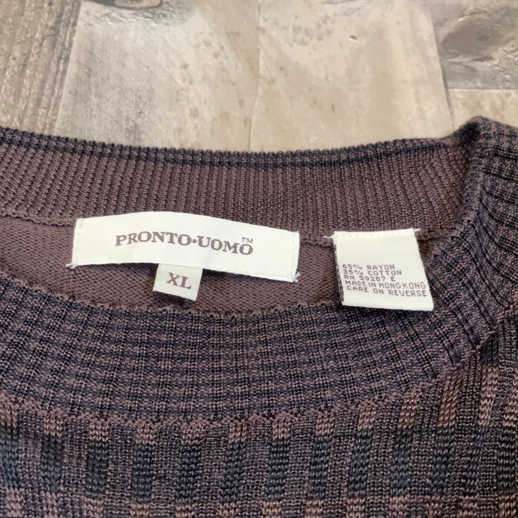 Pronto Uomo Pronto Uomo Sweater XL Brown Pullover Striped Crew Neck Long Sleeves Knit Mens Size US XL / EU 56 / 4 - 3 Thumbnail