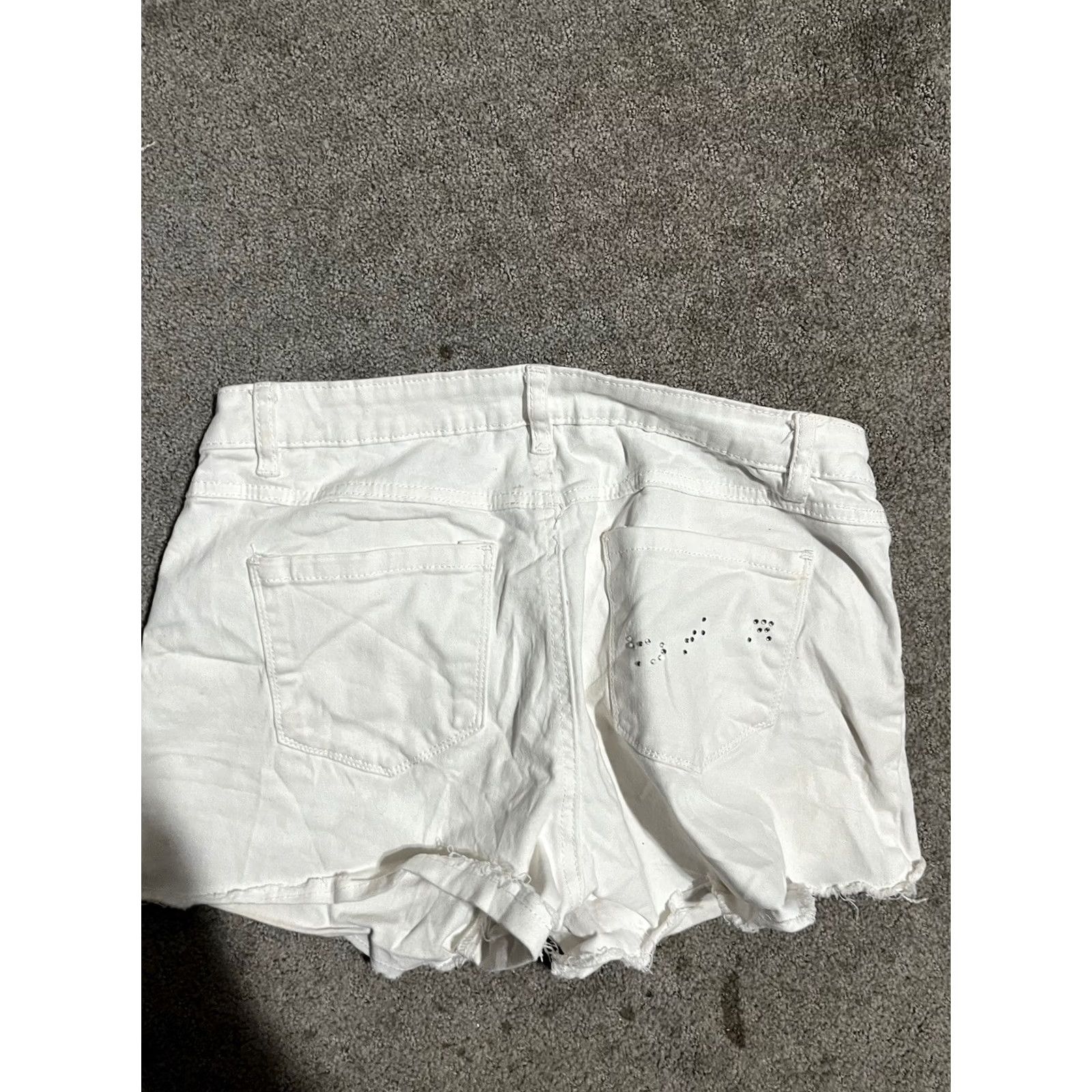 Bebe bebe White Denim Shorts Size 30 Women's Summer Casual Logo Rhinestone Mid Rise Regular Fit Denim Beach Vintage: No Size 30" / US 8 / IT 44 - 3 Thumbnail
