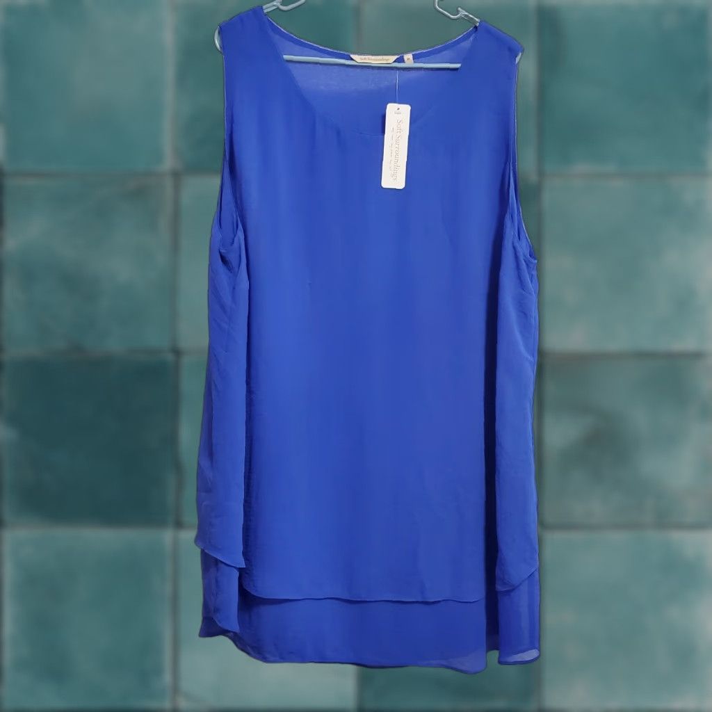 Soft Surroundings VINTAGE Soft Surroundings Top Women 2X Dazzling Blue Sleeveless Summer Fling Blouse Tank Size XXL / US 16-18 / IT 52-54 - 1 Thumbnail