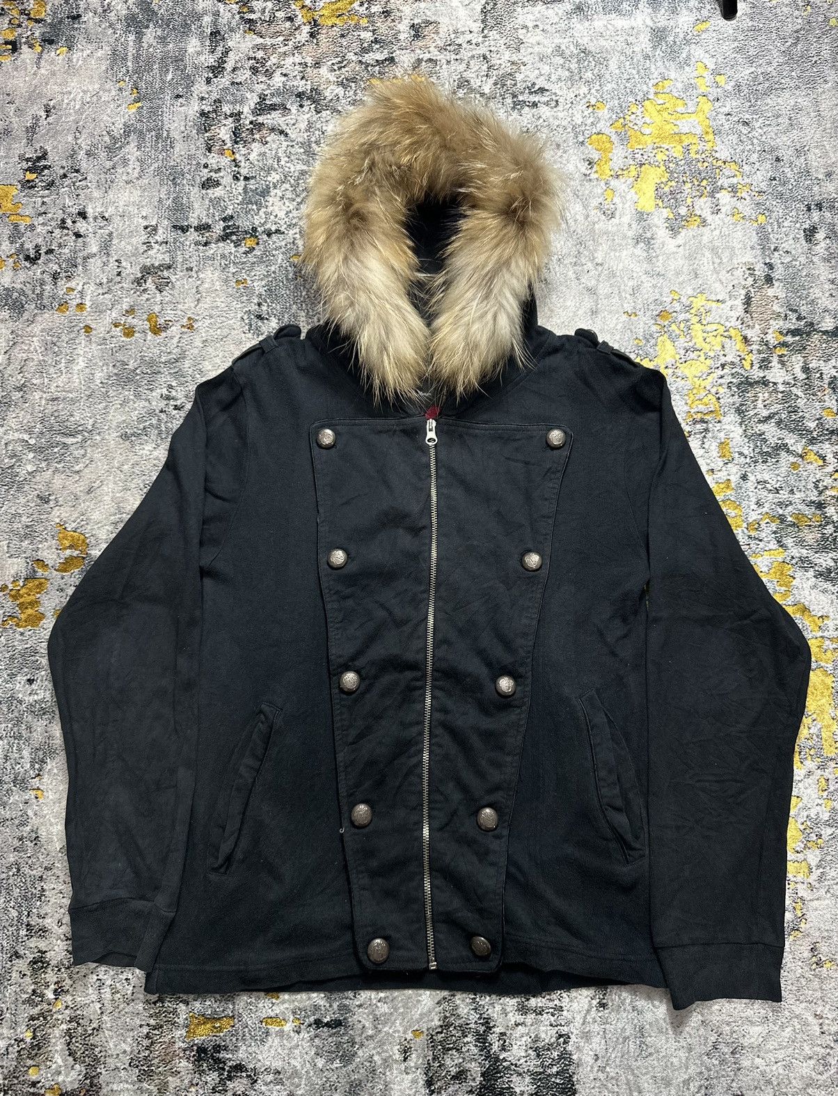 14th Addiction JAPANESE QUASH BIG STUDDED FUR JACKET HOODIE GOA LGB STYLE Size US M / EU 48-50 / 2 - 1 Thumbnail