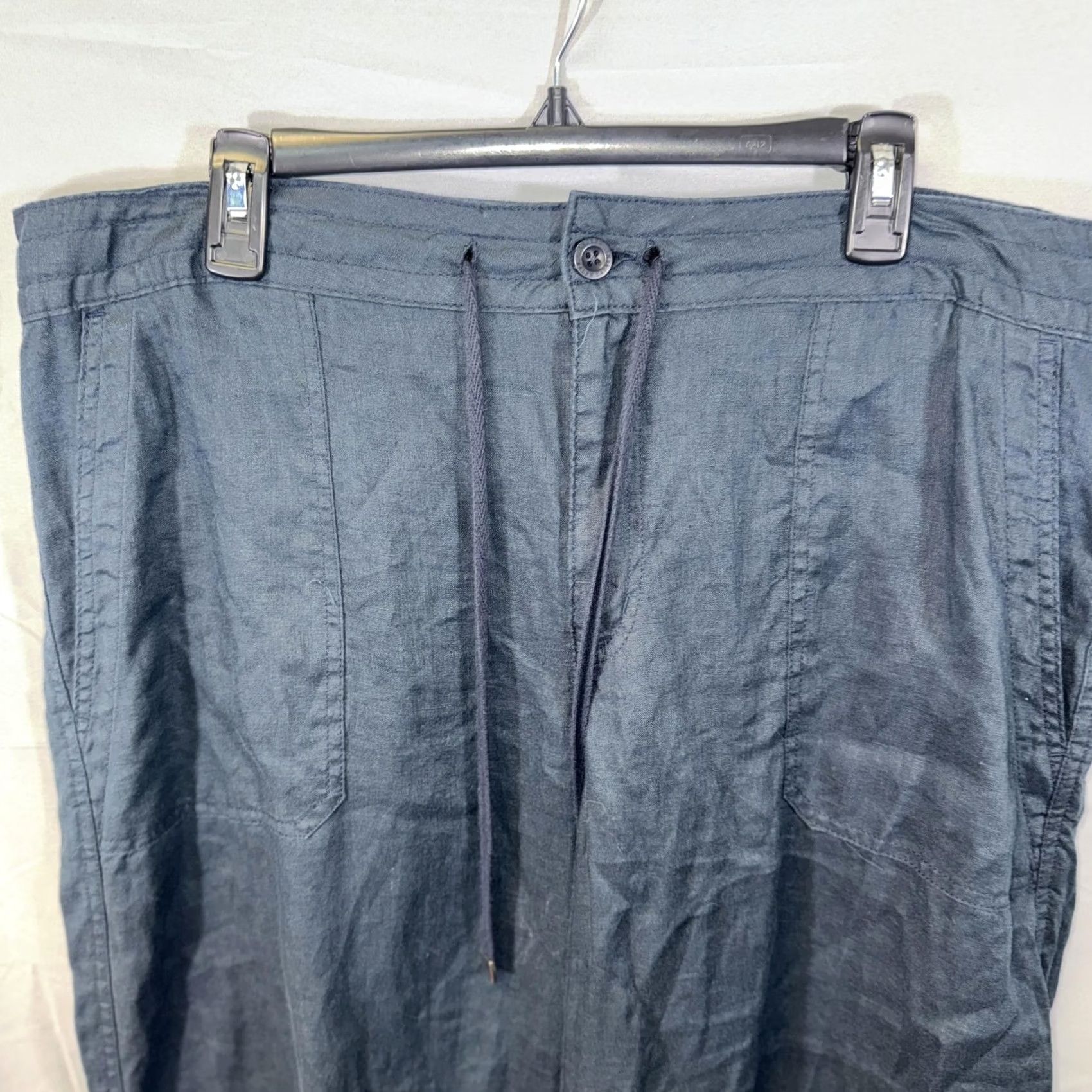 Ralph Lauren VINTAGE Lauren Ralph Lauren Pants Womens 16 Navy Linen Drawstring Relaxed Casual Beach Pants Size 38" / US 16 / IT 52 - 4 Thumbnail