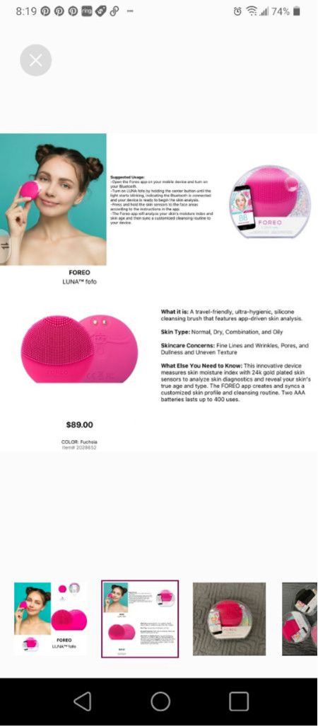 Lunya Foreo Sweden LUNA fofo Smart Facial Cleansing Brush NIP Size ONE SIZE - 7 Thumbnail