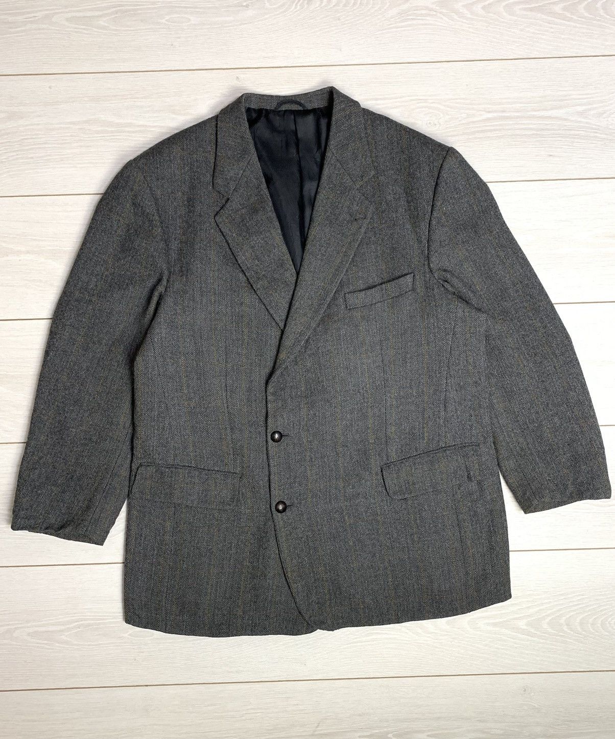 Burberry Vintage Burberrys’ Alpaca & New Wool Herringbone Blazer Grey Size 46S - 1 Thumbnail