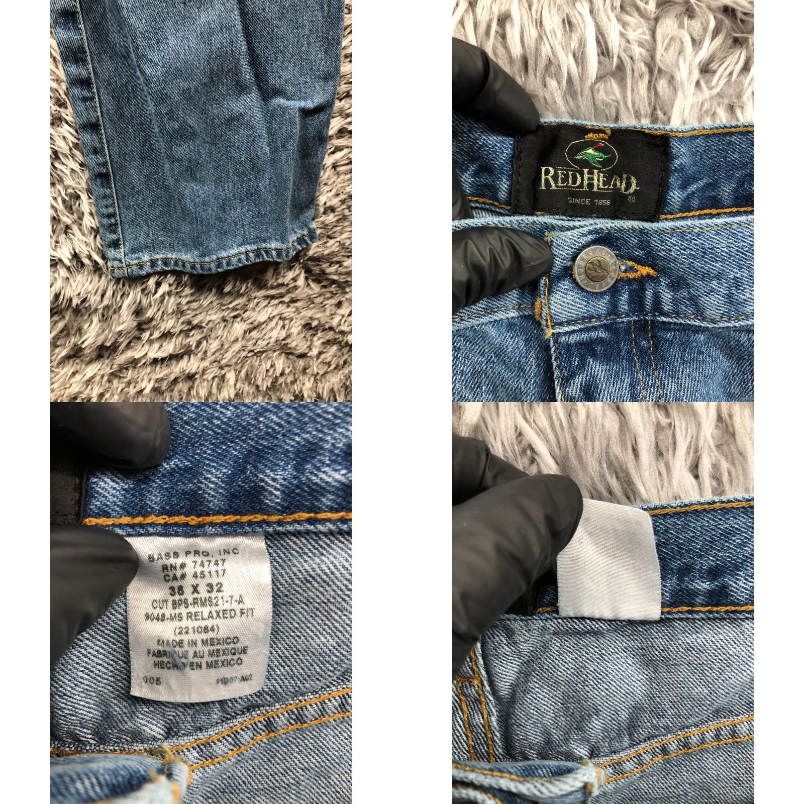 Denime RedHead Jeans Size 36x32 Mens Straight Mid Rise Blue Denim 5-Pocket Regular Waist 36 Inseam 32 Size US 36 / EU 52 - 8 Thumbnail