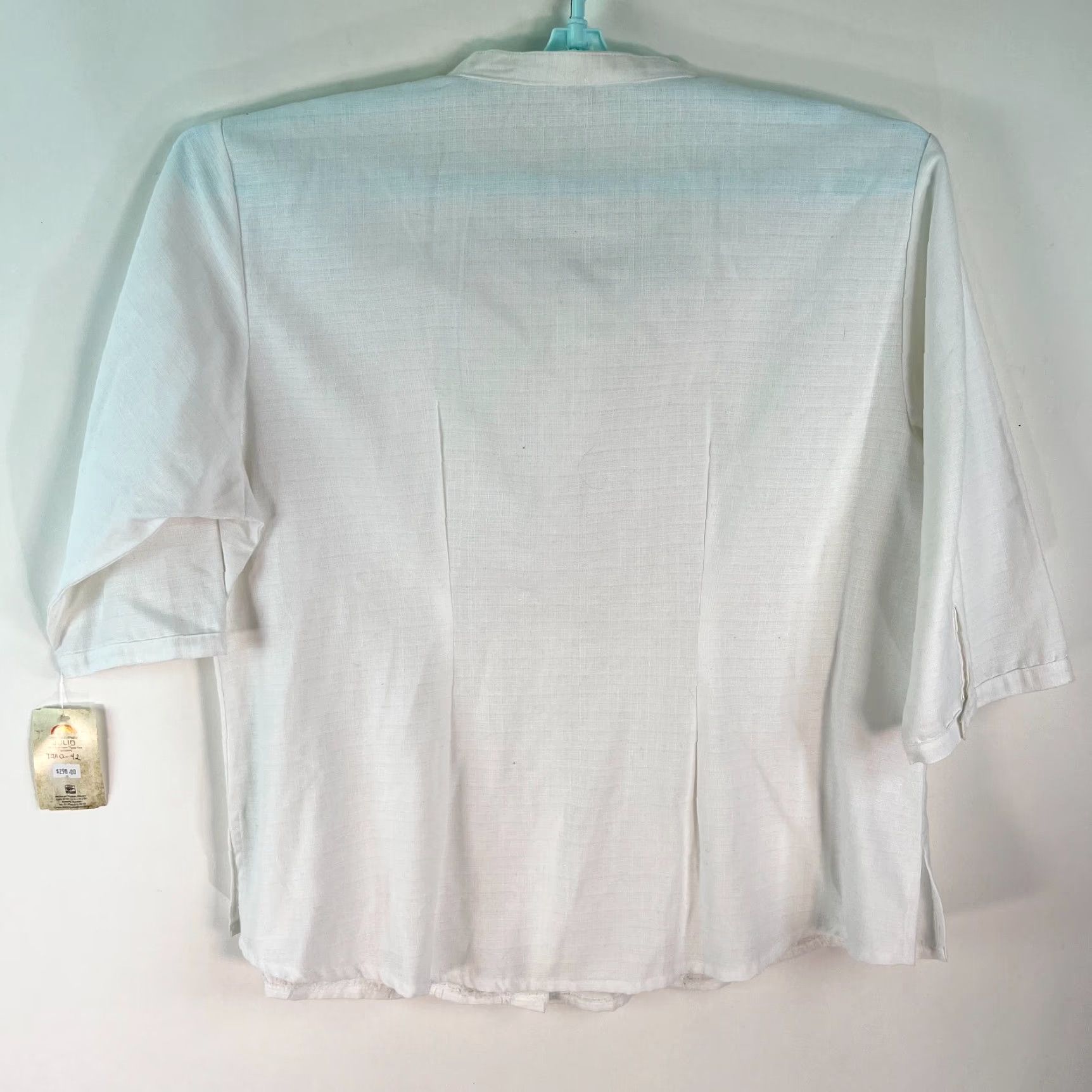 Vintage VINTAGE Julio Women's Short Sleeve Band Collar Shirt Size 42 White Casual Button-Up Top Size M / US 6-8 / IT 42-44 - 2 Thumbnail