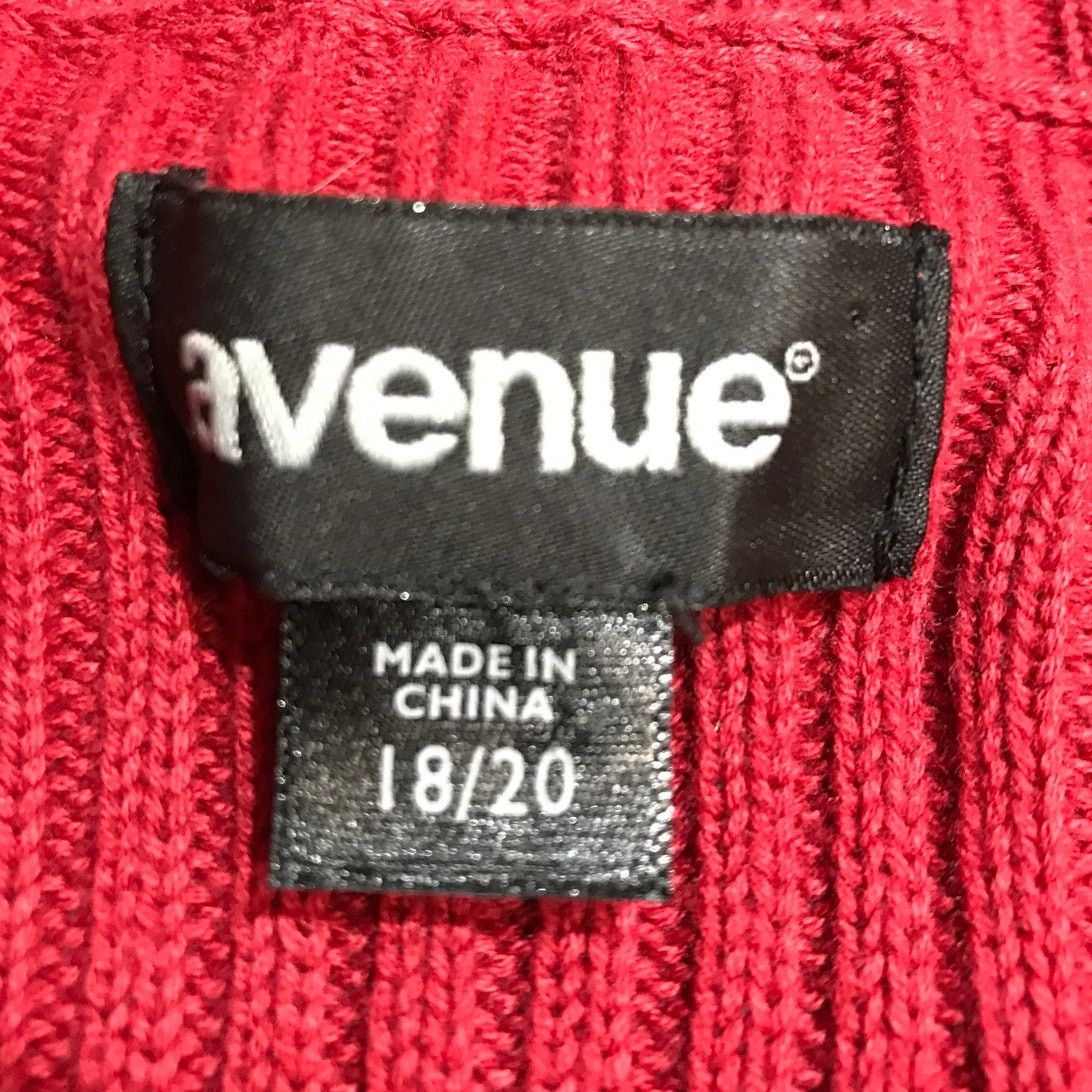 Avenue Avenue Red V-Neck Long Sleeve Cardigan Sweater 18/20 Size XXL / US 16-18 / IT 52-54 - 3 Thumbnail