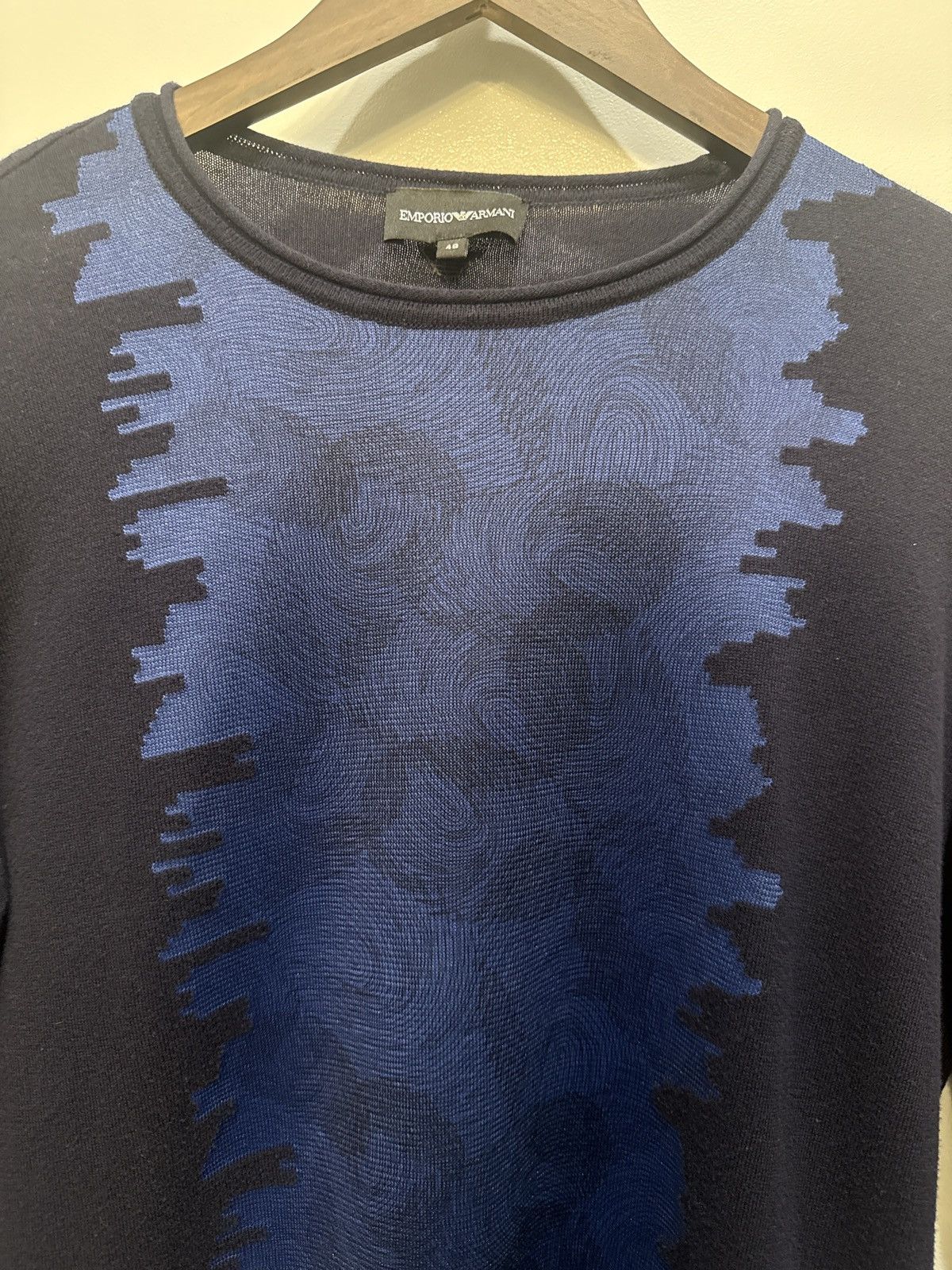 Emporio Armani Blue/navy skyline long sleeve thin sweater Size US M / EU 48-50 / 2 - 2 Thumbnail