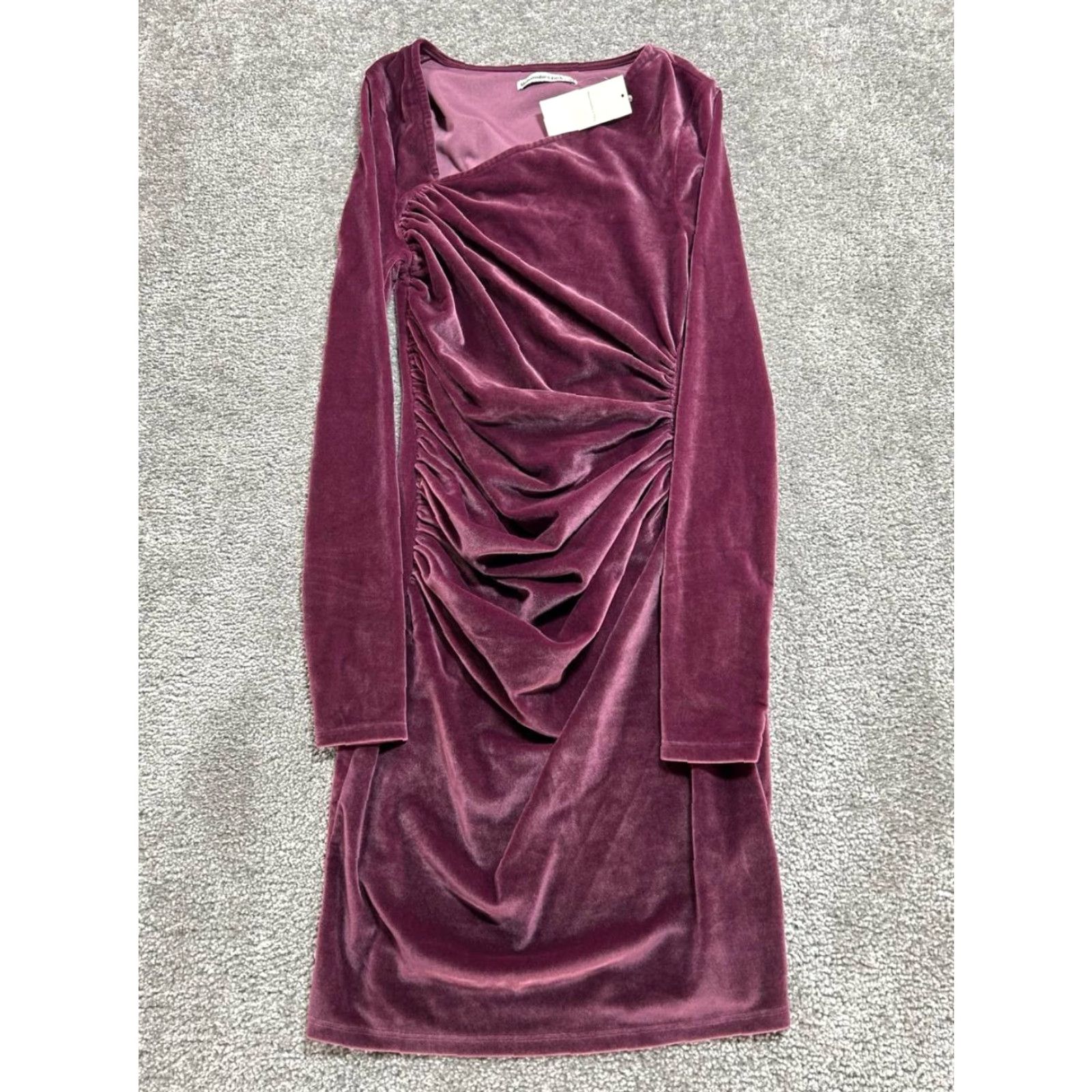 Abercrombie & Fitch Abercrombie & Fitch Velvet Mini Dress Womens Small Purple Ruched Waist New Size S / US 4 / IT 40 - 2 Thumbnail