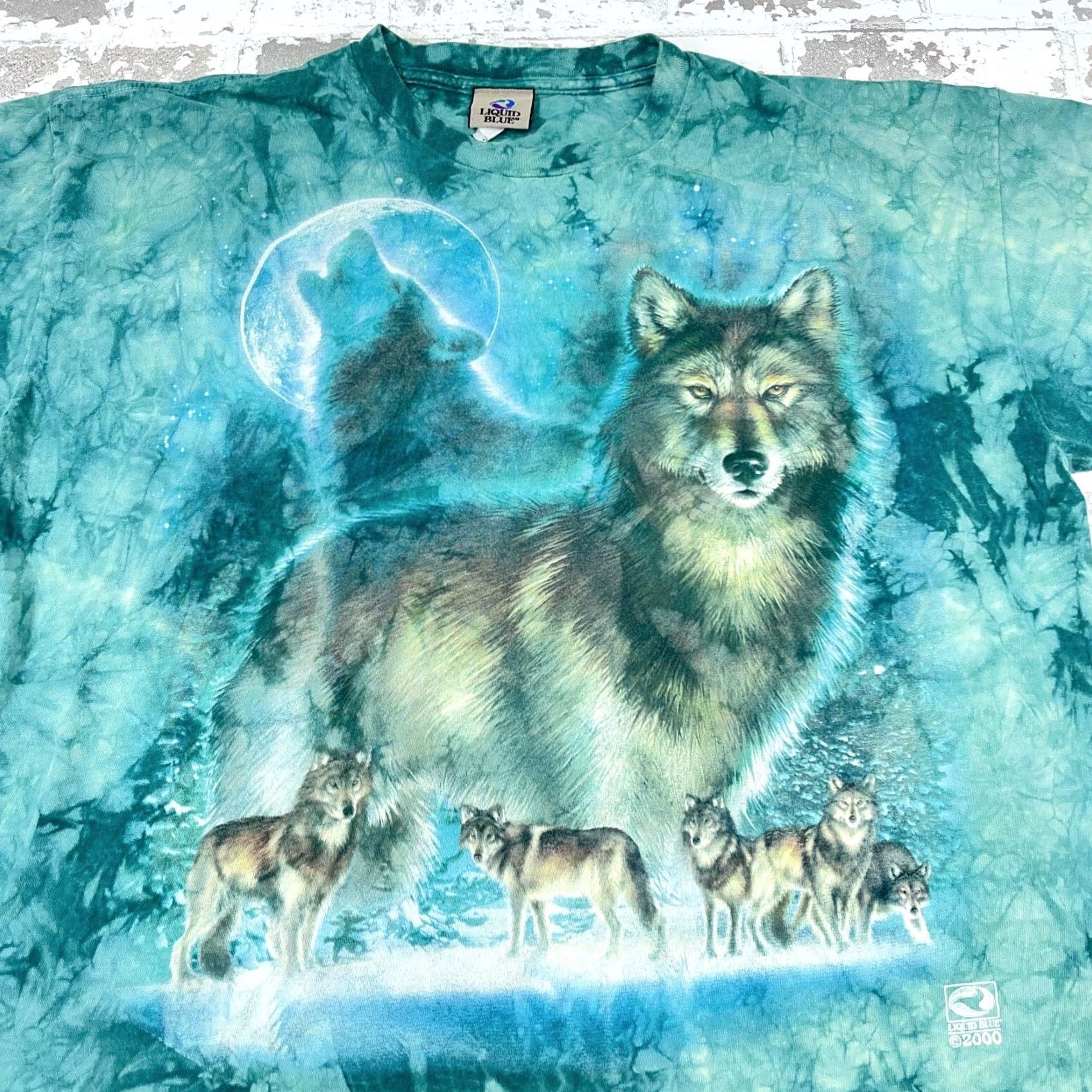 Liquid Blue VINTAGE Liquid Blue Shirt Men XXL 2XL Wolf Nature Tie Dye 2000s Cyber USA Made Size US XL / EU 56 / 4 - 2 Thumbnail